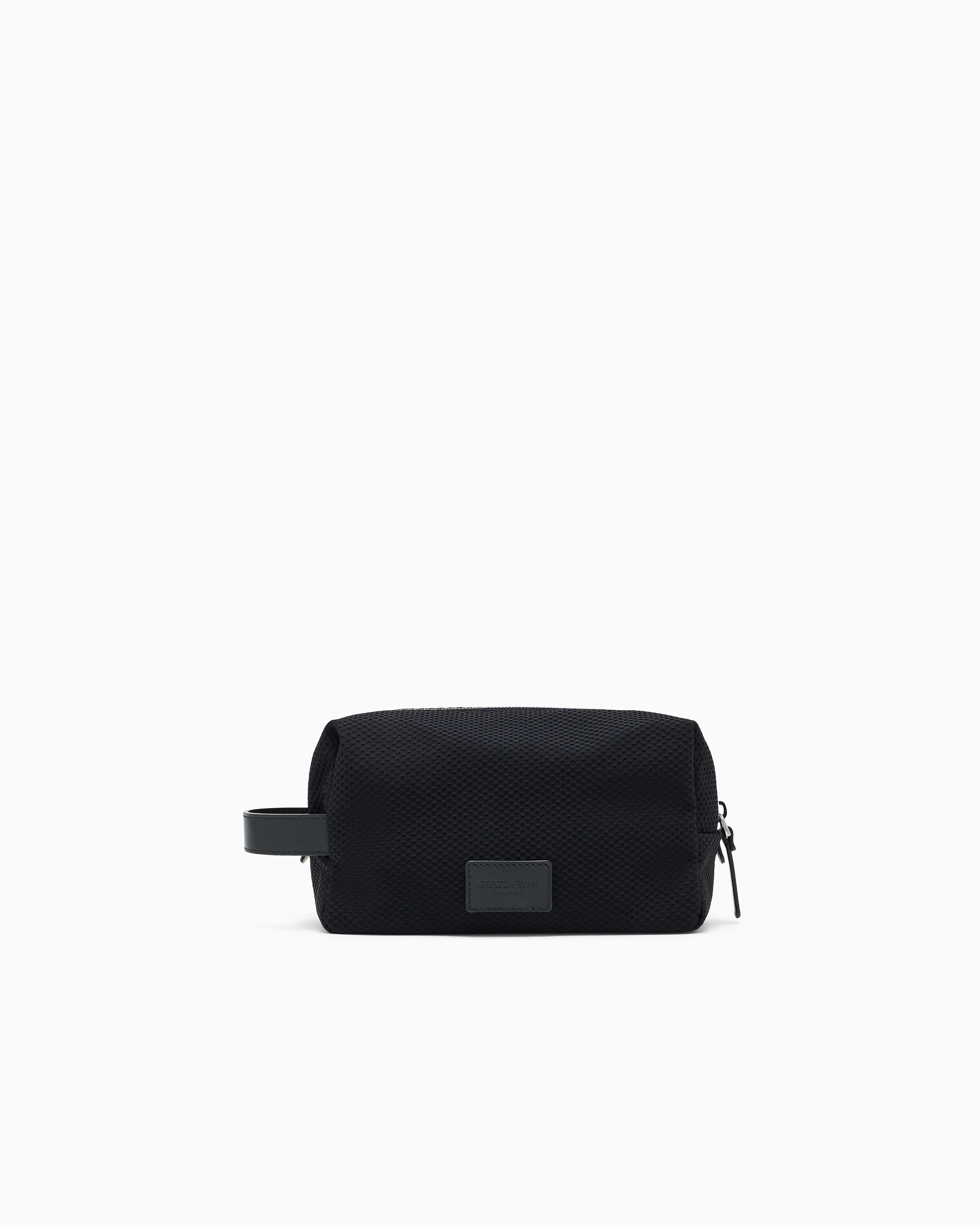 Giorgio Armani Black Beauty Case In Mesh And Leather