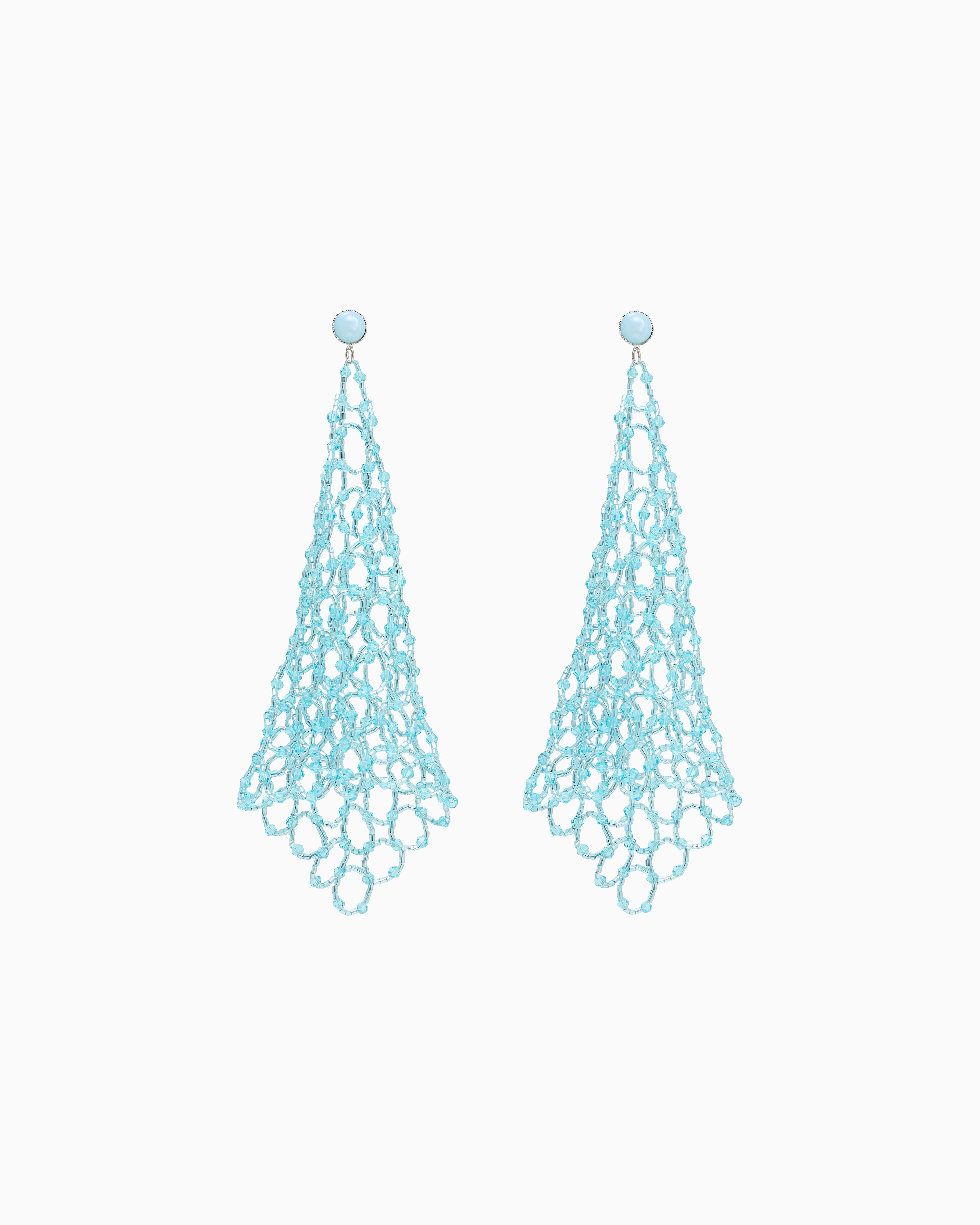 Emporio Armani Light Blue Oversized Pendant Earrings With Cross-Link Structure
