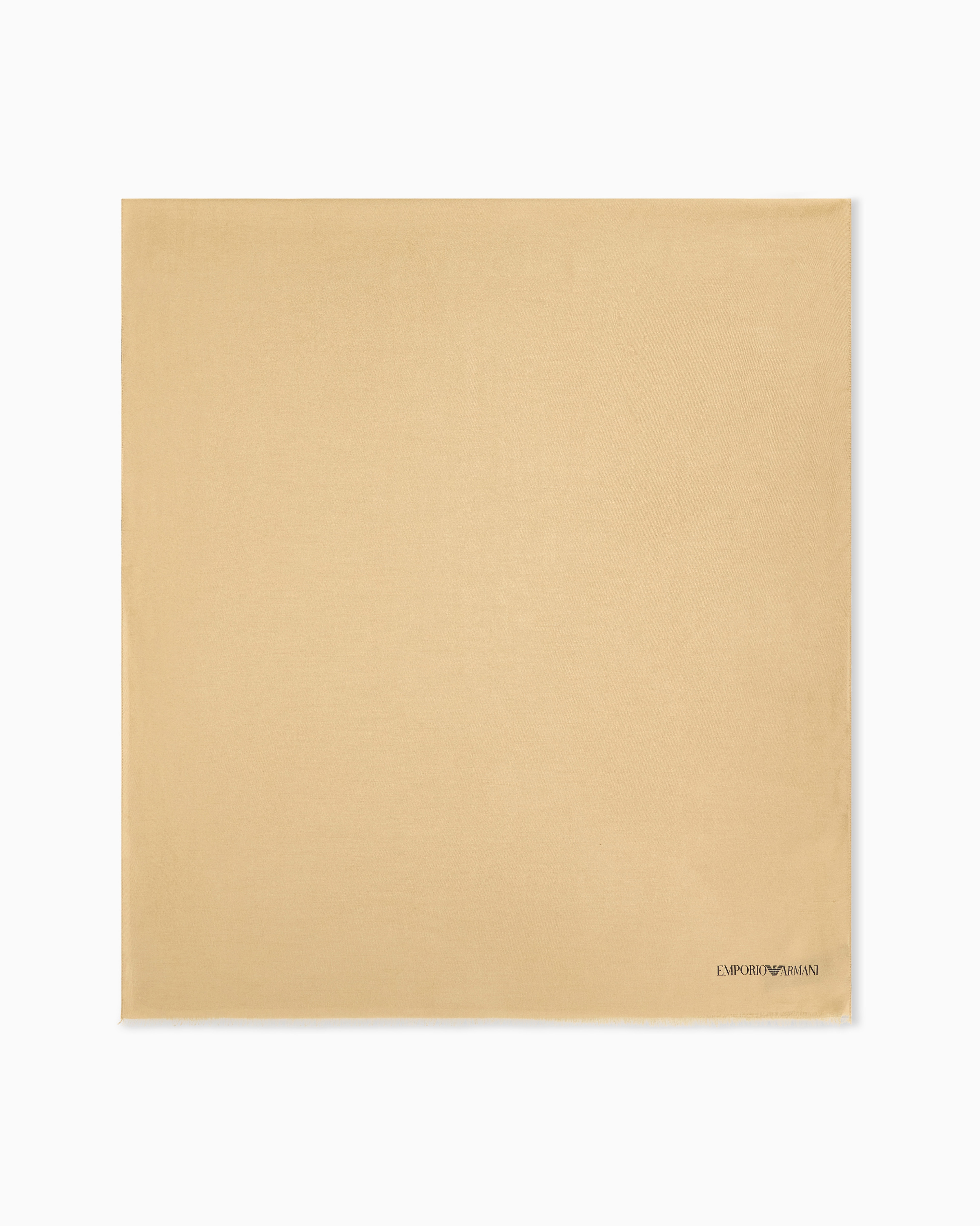 Emporio Armani Beige Stole In Viscose And Modal With Fringes And Printed Logo