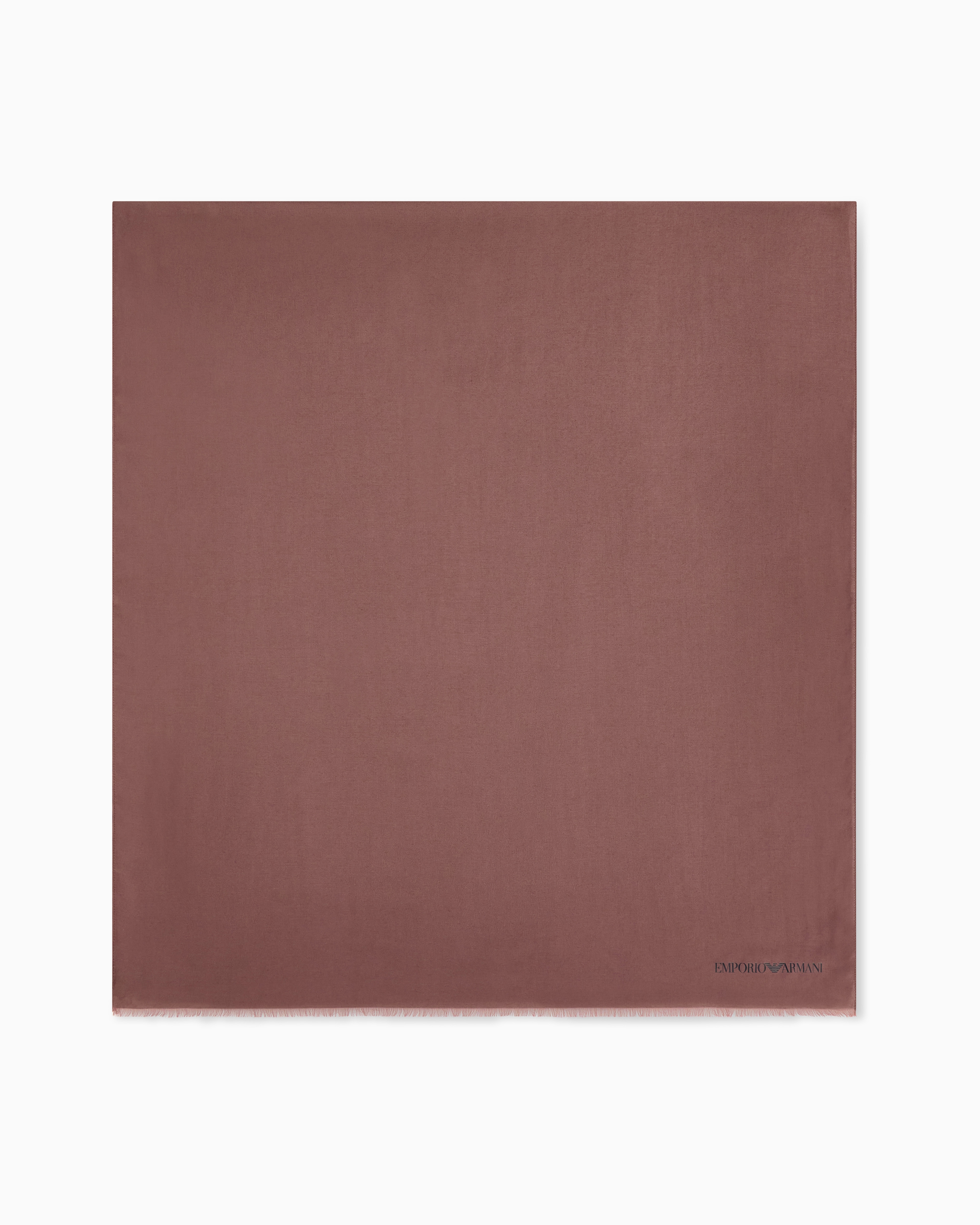 Emporio Armani Burgundy Stole In Viscose And Modal With Fringes And Printed Logo