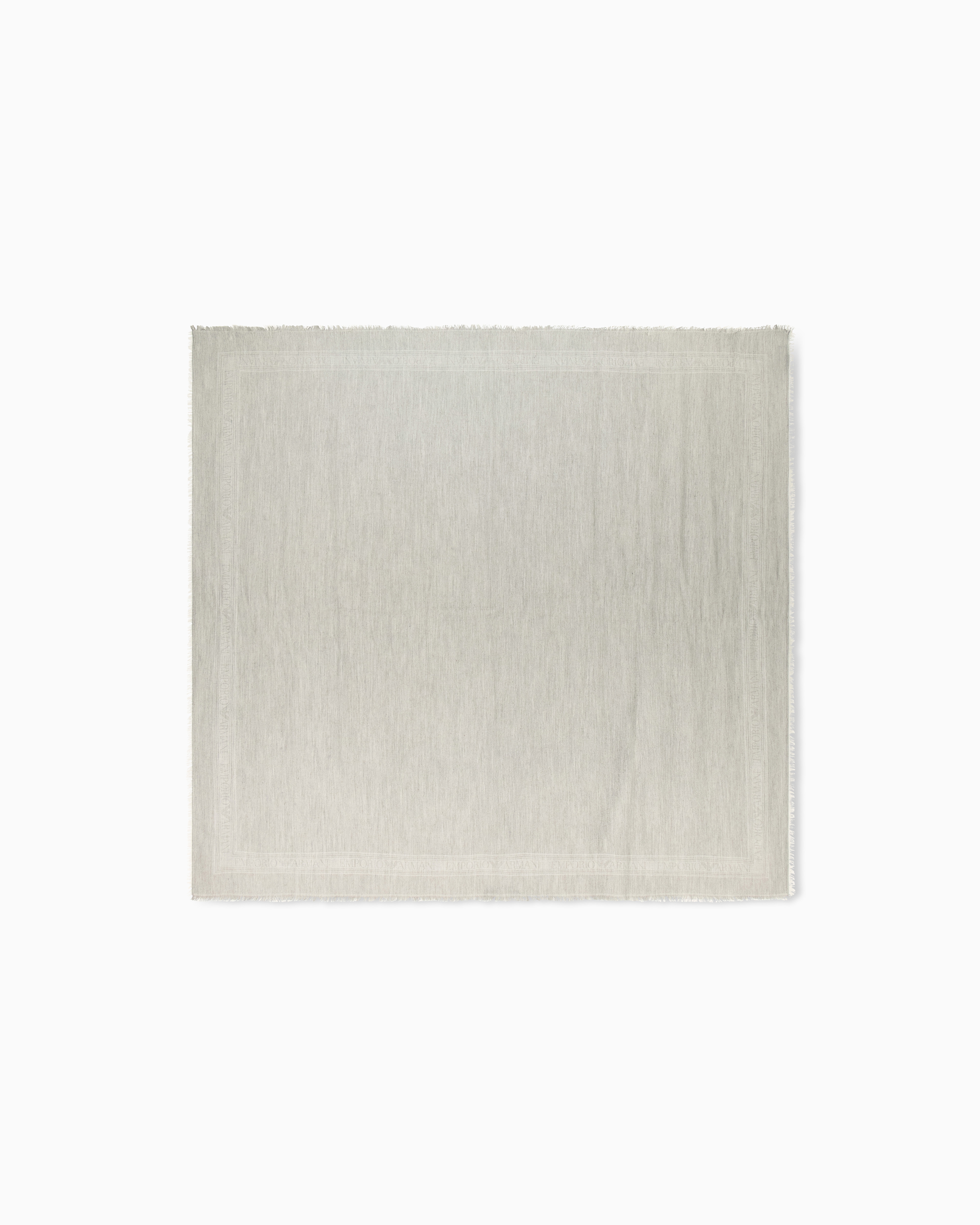 Emporio Armani White Modal Blend Scarf With Jacquard Logo Signature Capsule