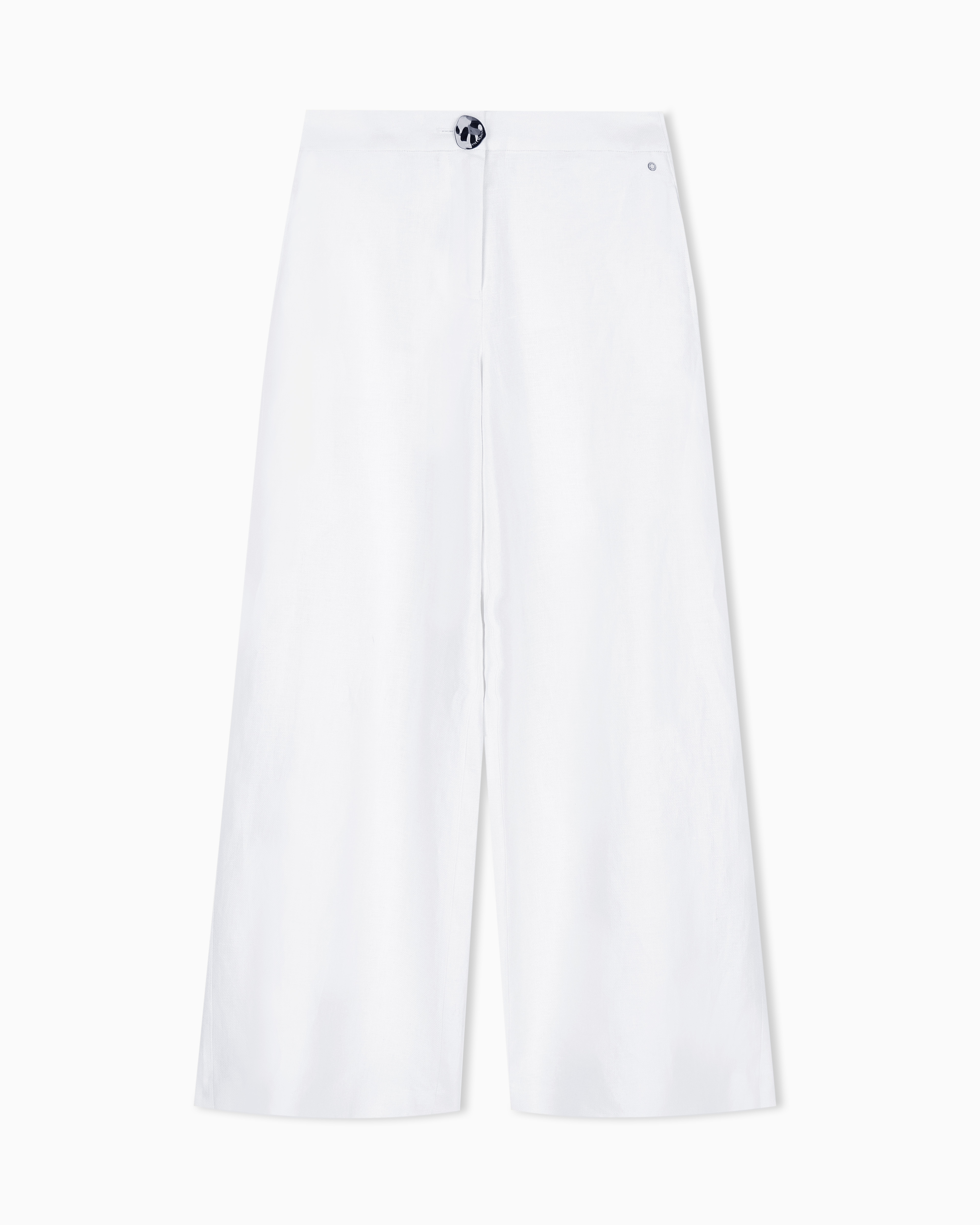 Armani Exchange White Wide-Leg Linen Twill Trousers