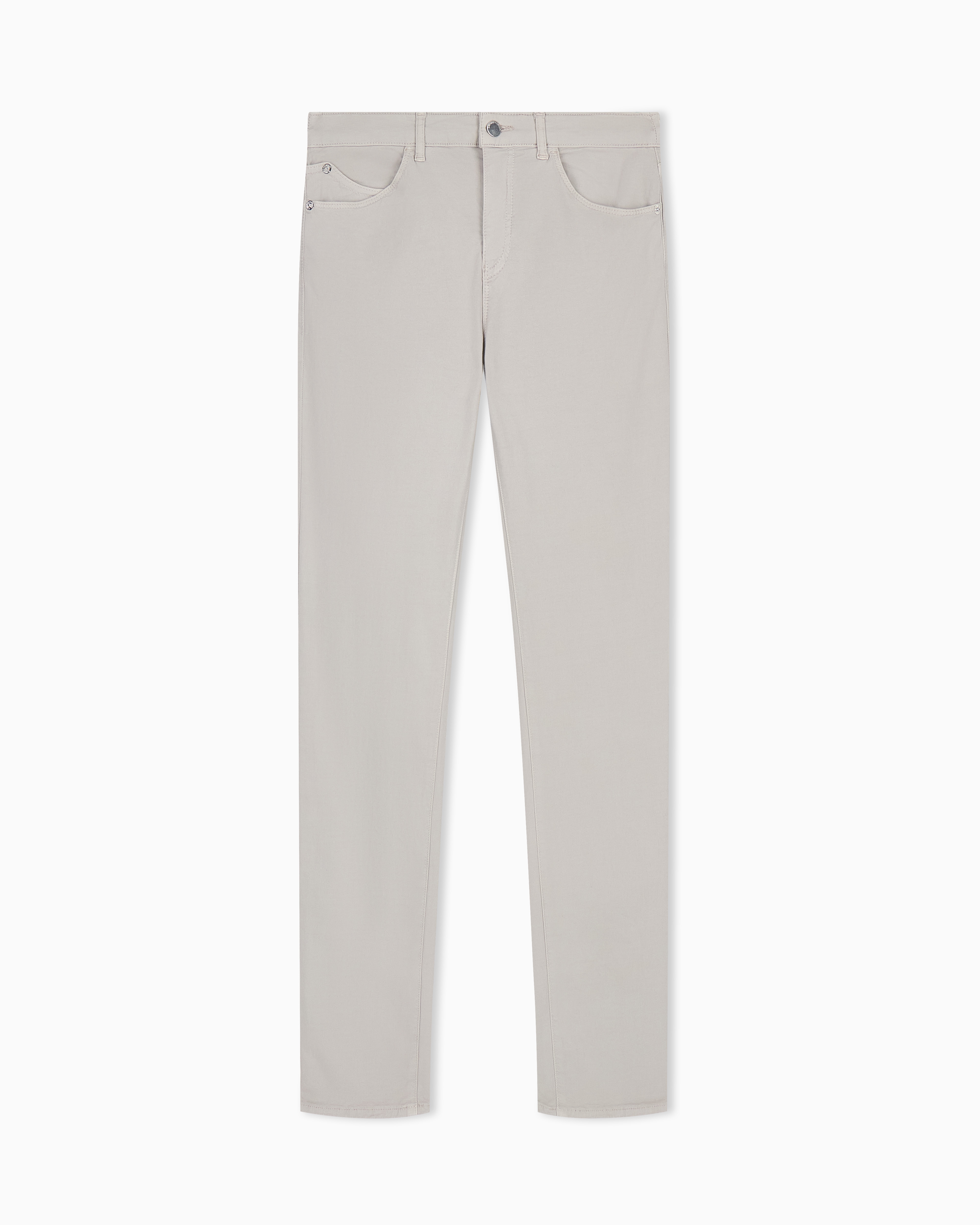 Emporio Armani Beige J18 Mid-Waist And Skinny Leg Trousers In A Garment-Dyed Comfort Fabric