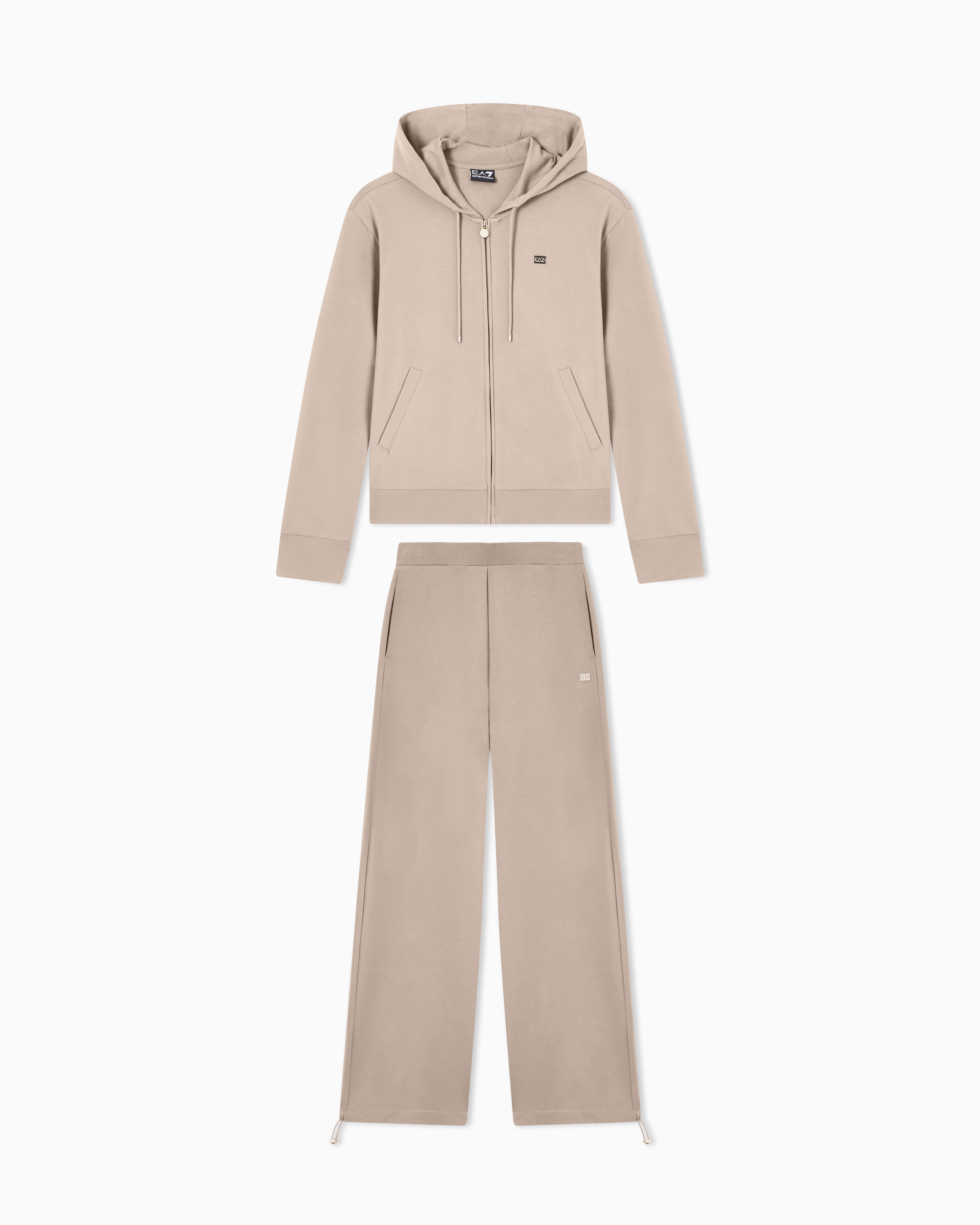 Ea7 Beige Core Lady Stretch-Cotton Tracksuit
