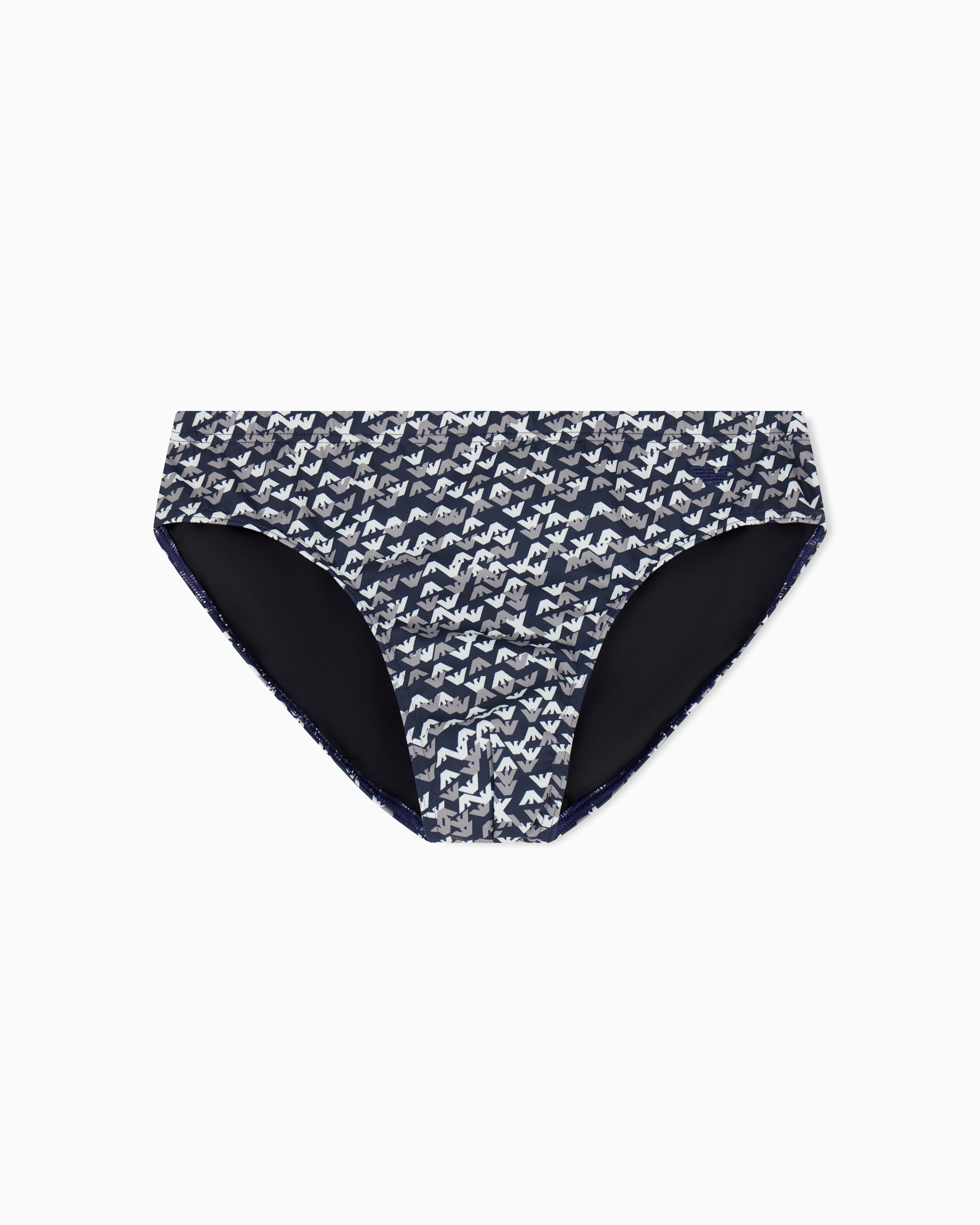 Emporio Armani Blue Swim Briefs With All-Over Logo