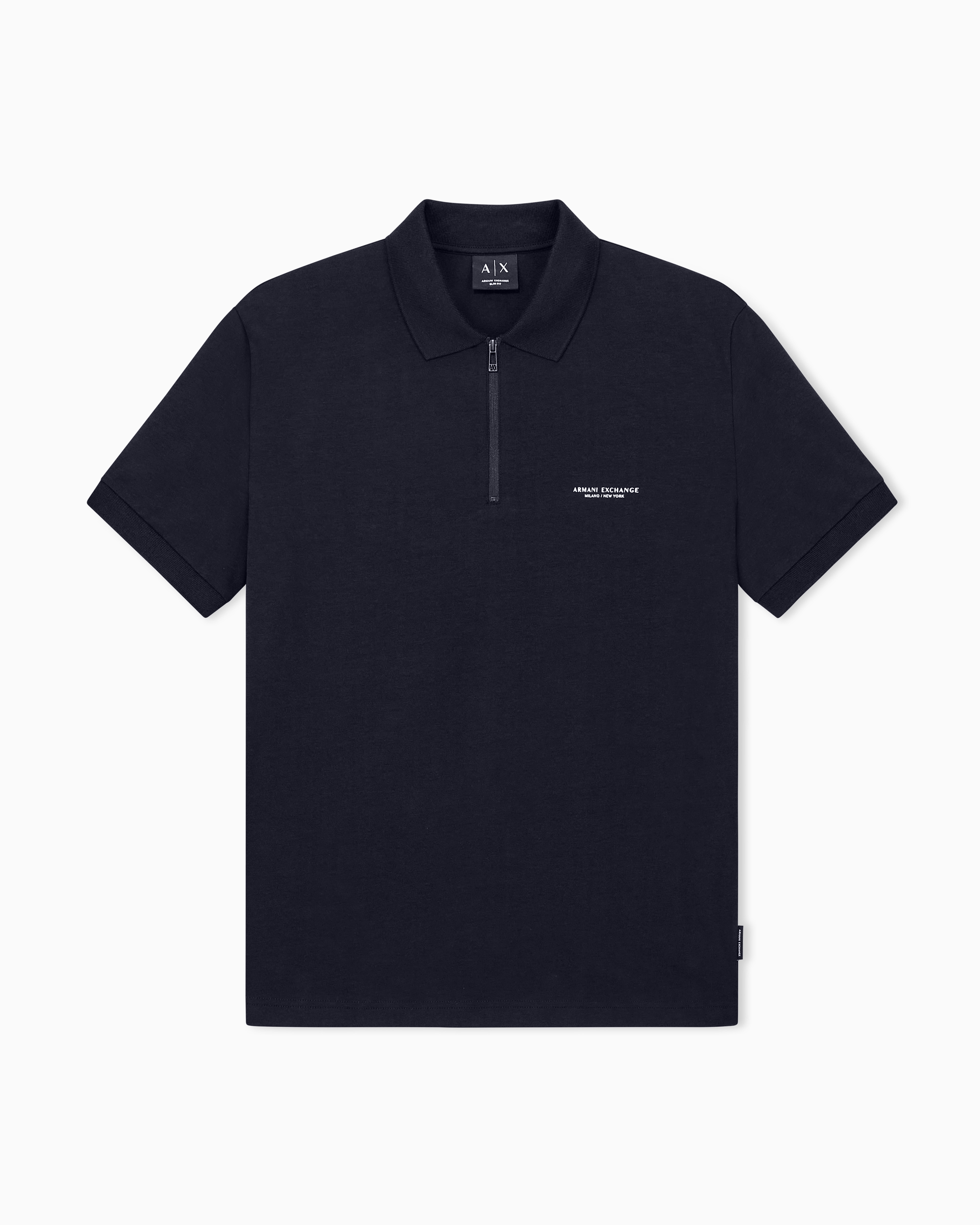 Armani Exchange Navy Blue Slim Fit Polo Shirt Stretch Cotton Jersey