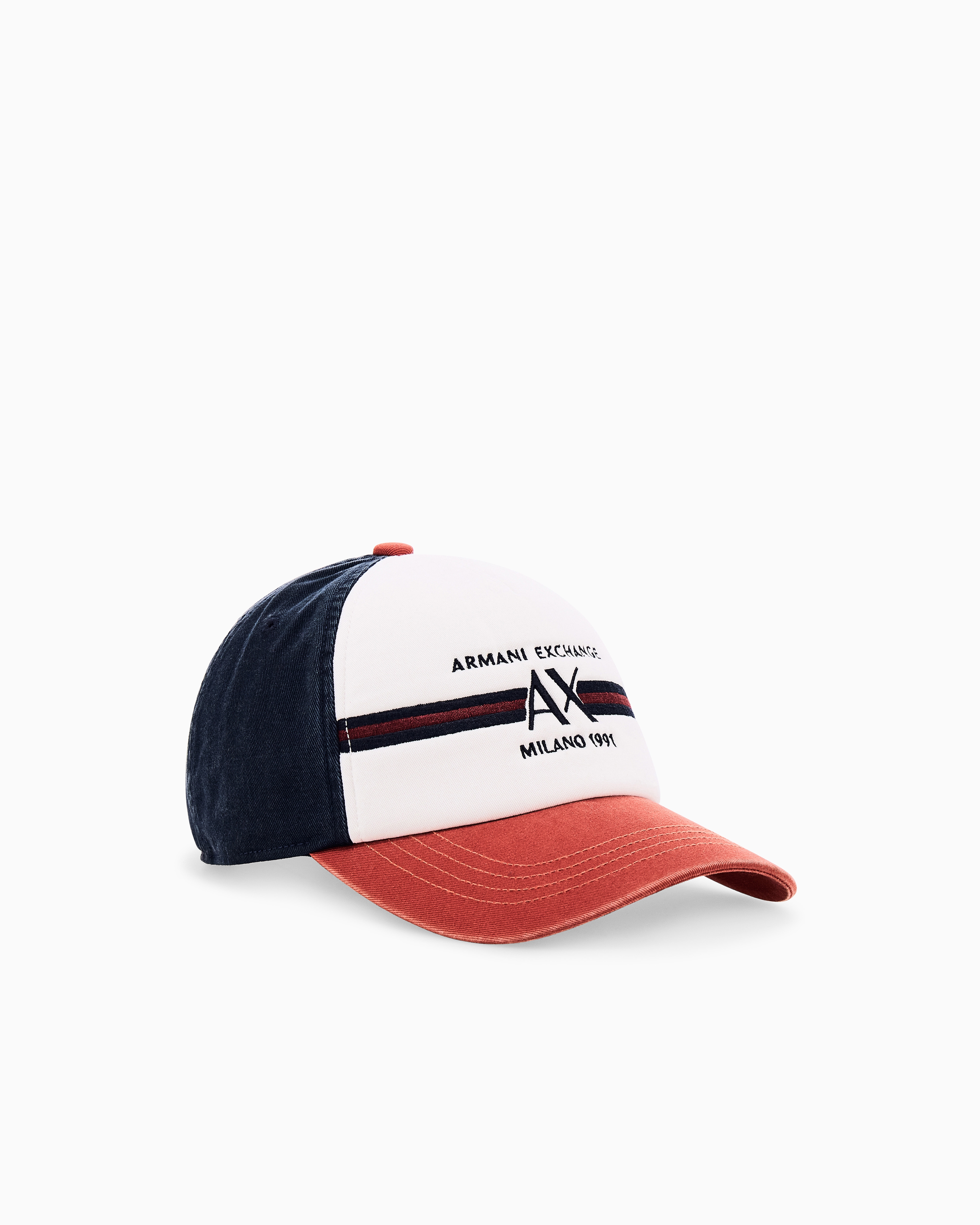 Armani Exchange White Baseball Hat In Cotton Twill