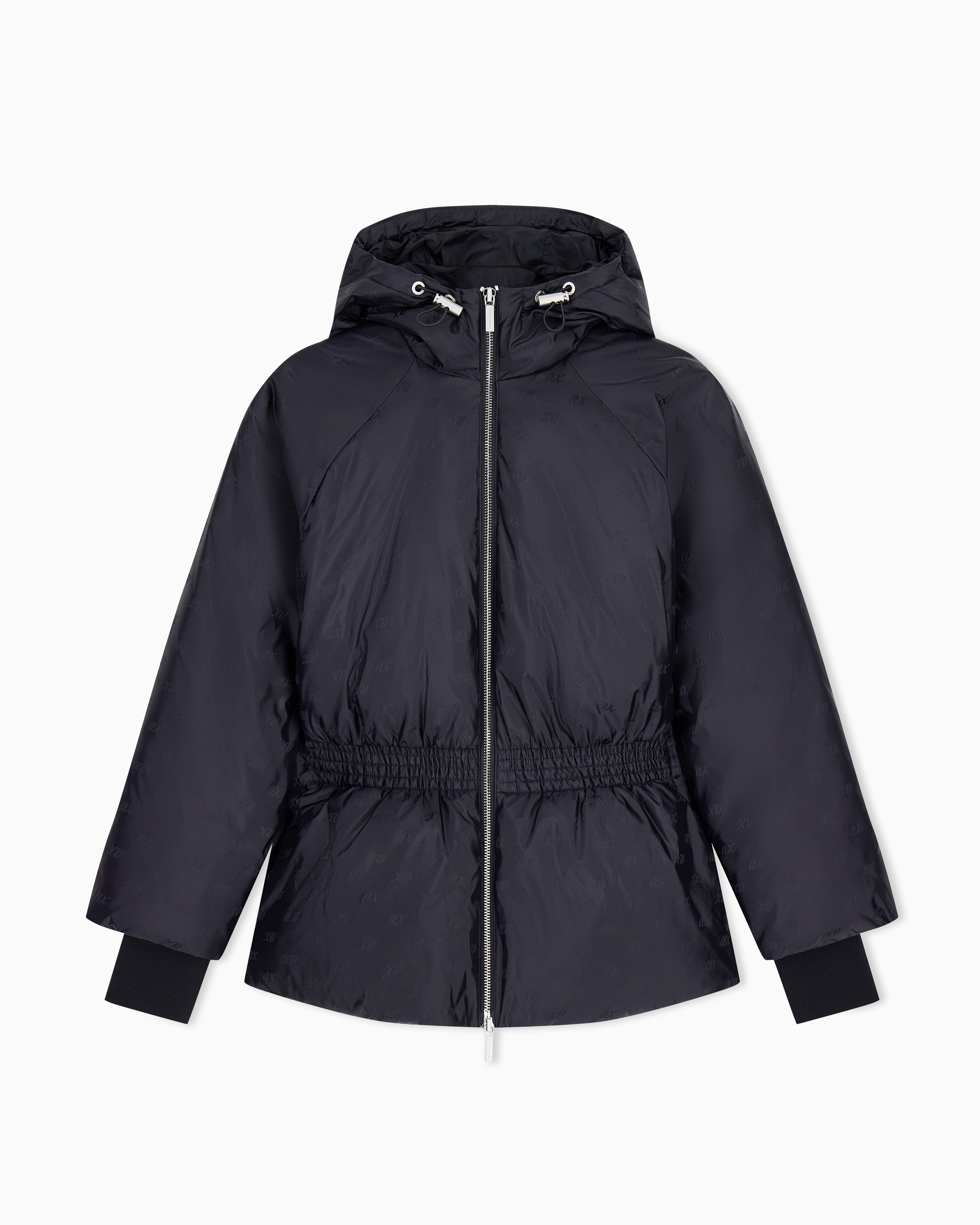 Armani Exchange Black Blouson Jacket In Recycled Nylon Jacquard
