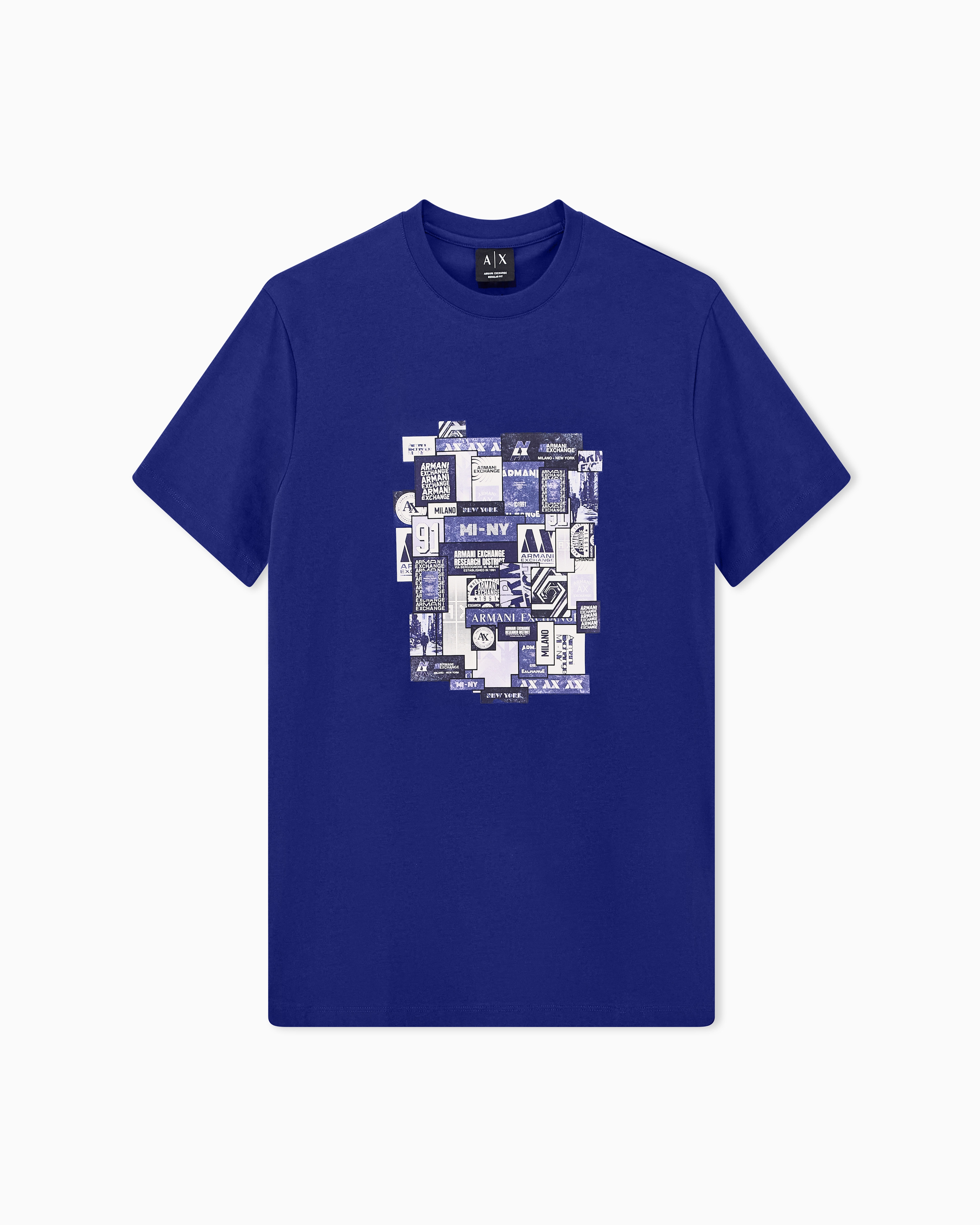 Armani Exchange Blue Regular T-Shirt In Cotton Jersey