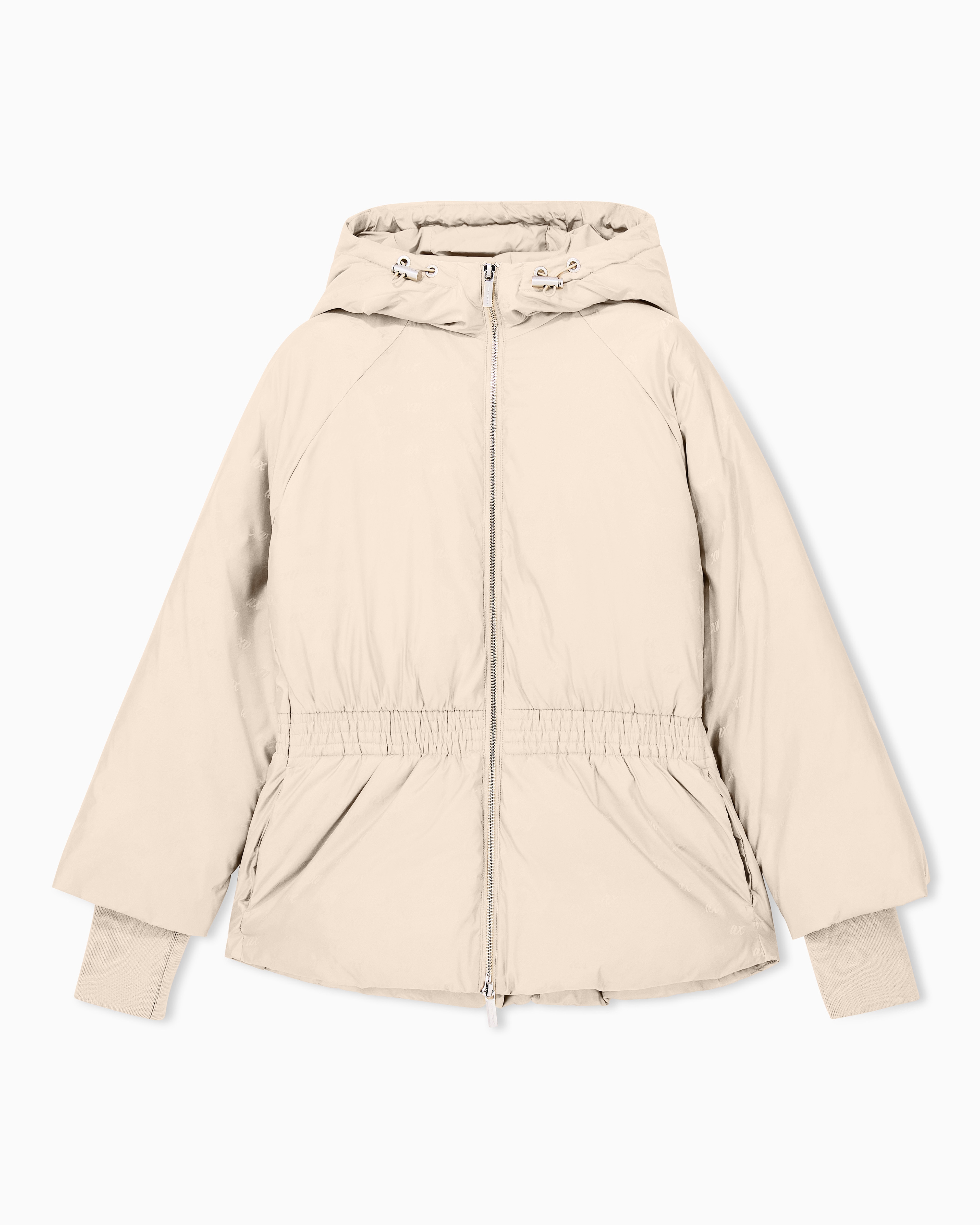 Armani Exchange Beige Blouson Jacket In Recycled Nylon Jacquard