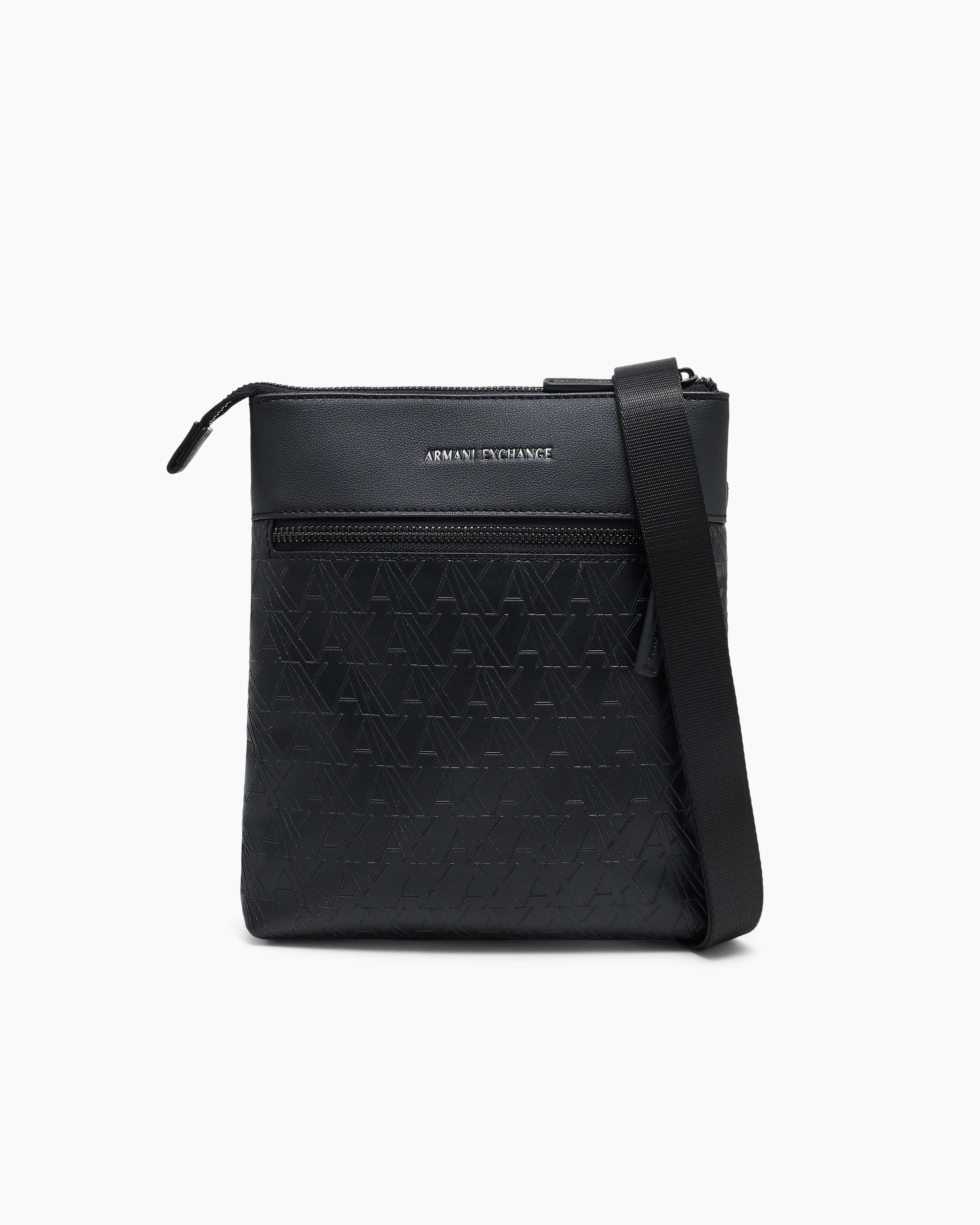 Armani Exchange Black Flat Crossbody Messenger Bag
