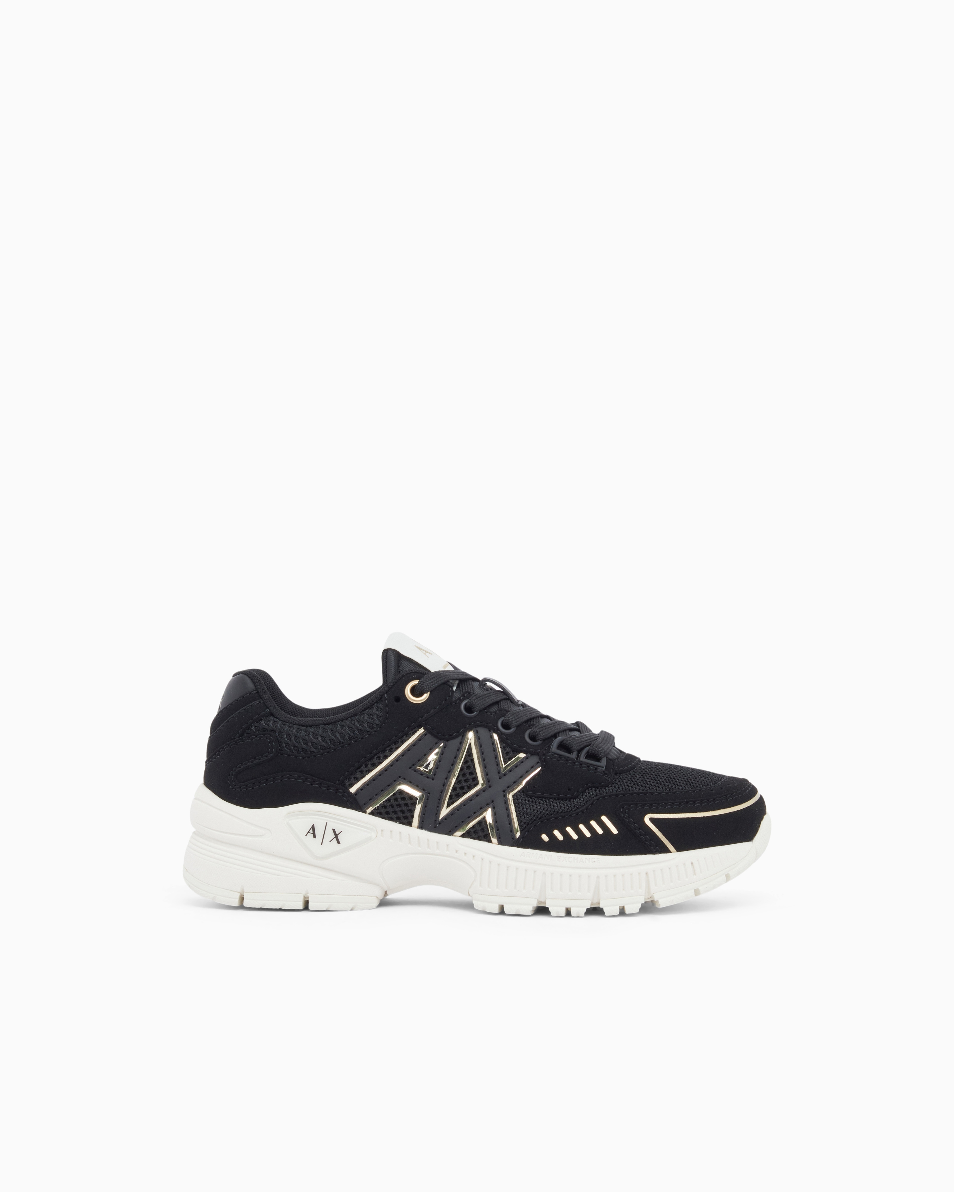Armani Exchange Black Sneakers In Mesh And Nylon With Rubber Sole