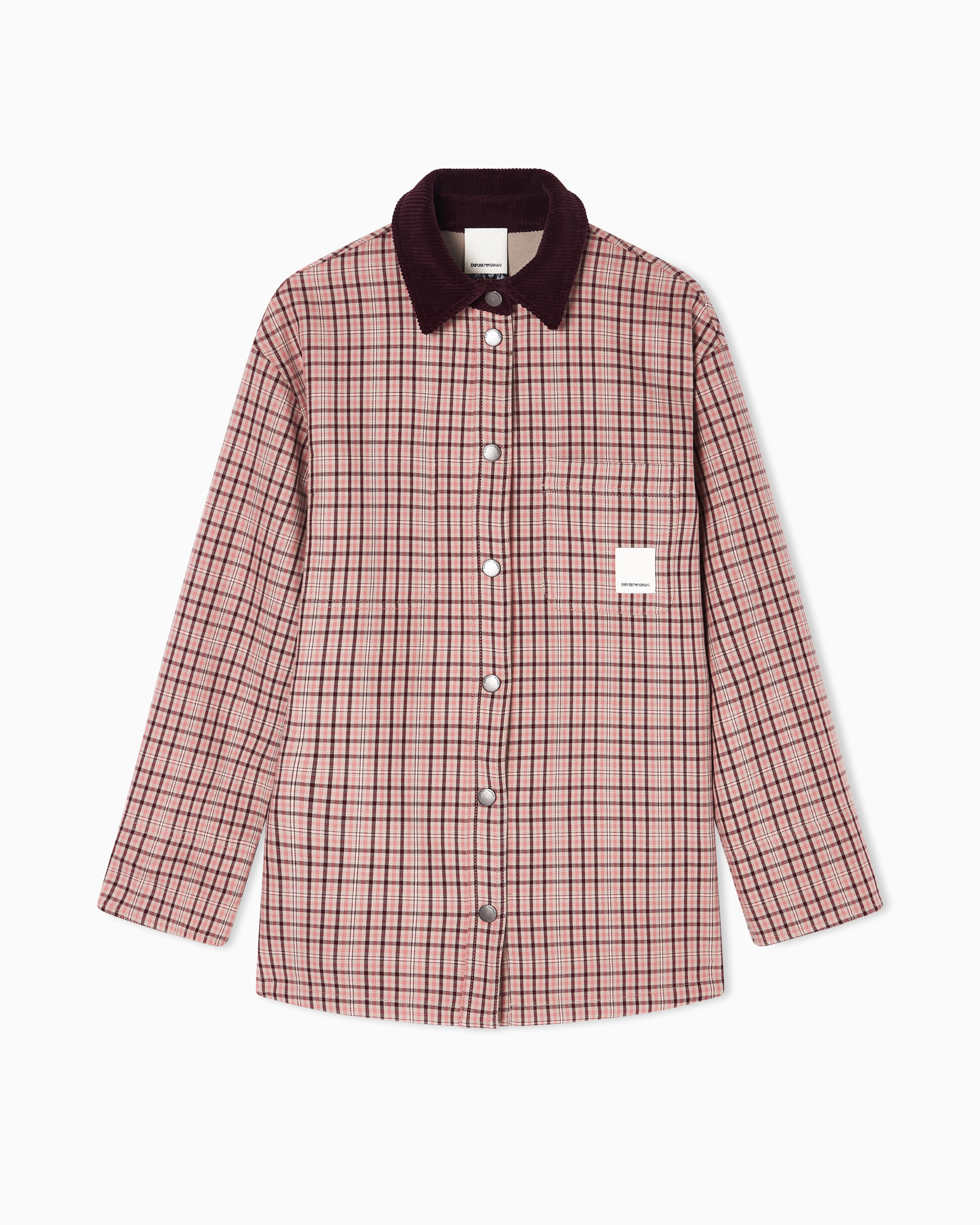 Emporio Armani Multicolored Eagle Club Reversible Pea Coat With Check Motif