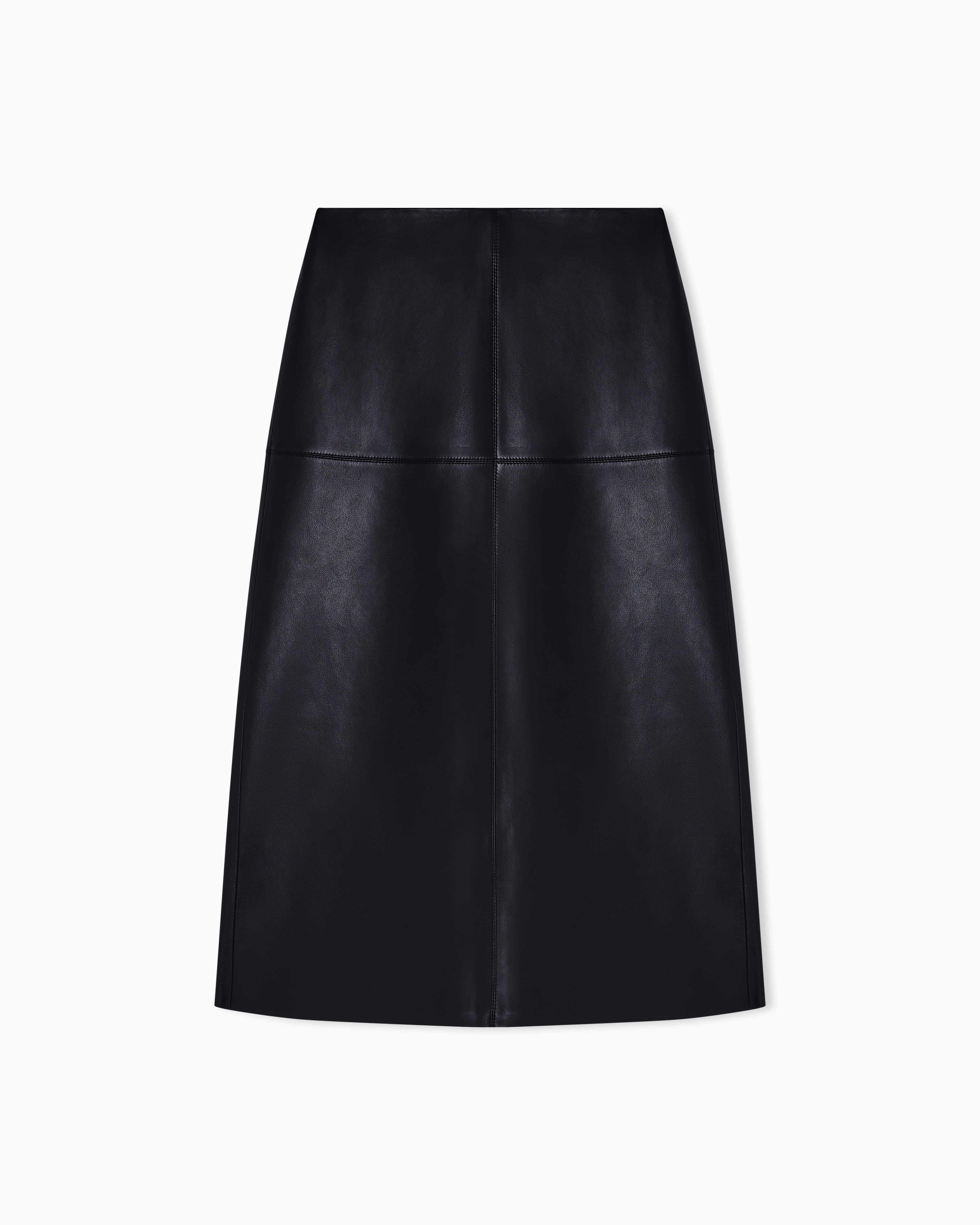 Emporio Armani Black Vegetable-Tanned Nappa Lambskin Midi Skirt