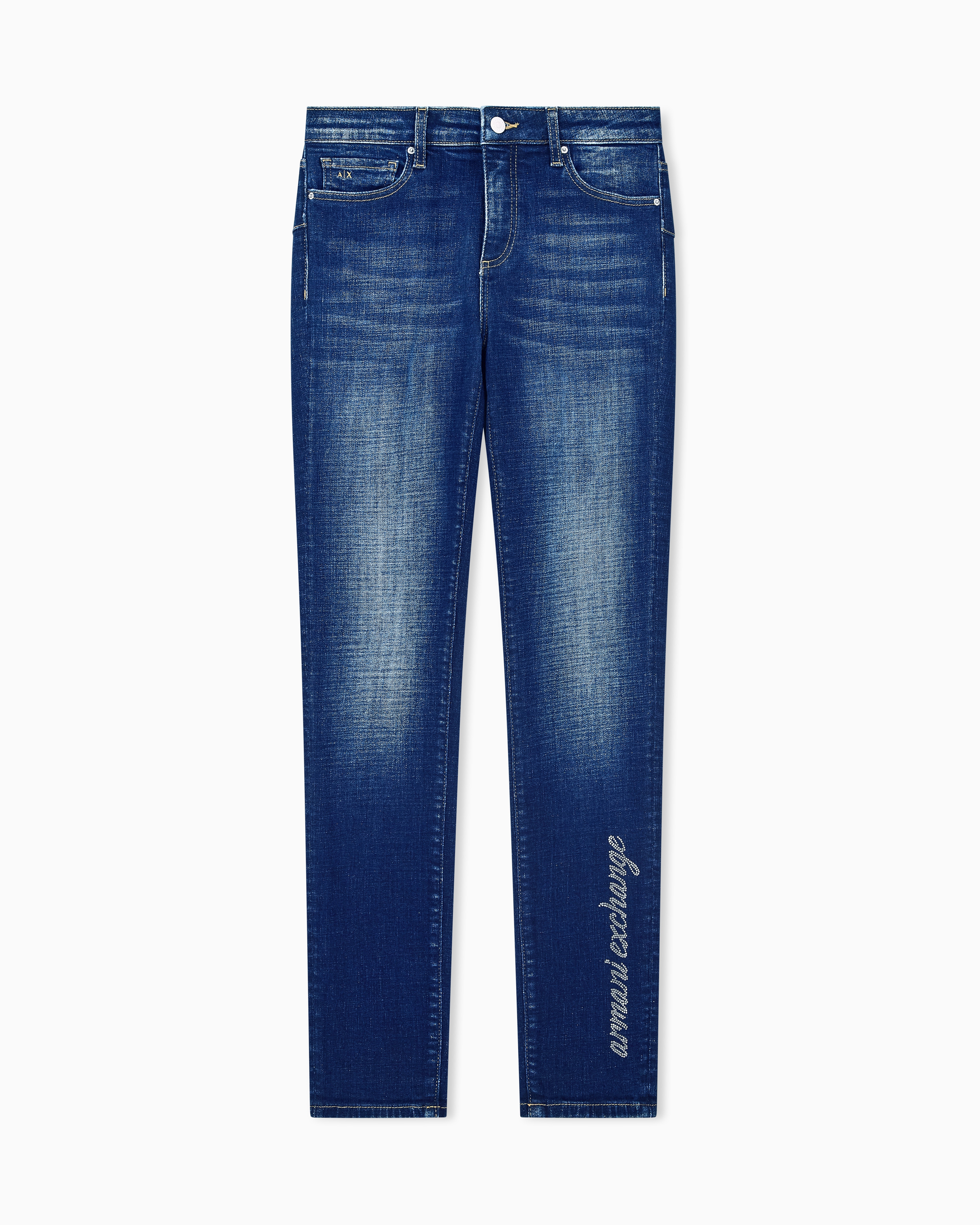Armani Exchange Blue Slim Fit 5 Pockets Pant In Denim Stretch