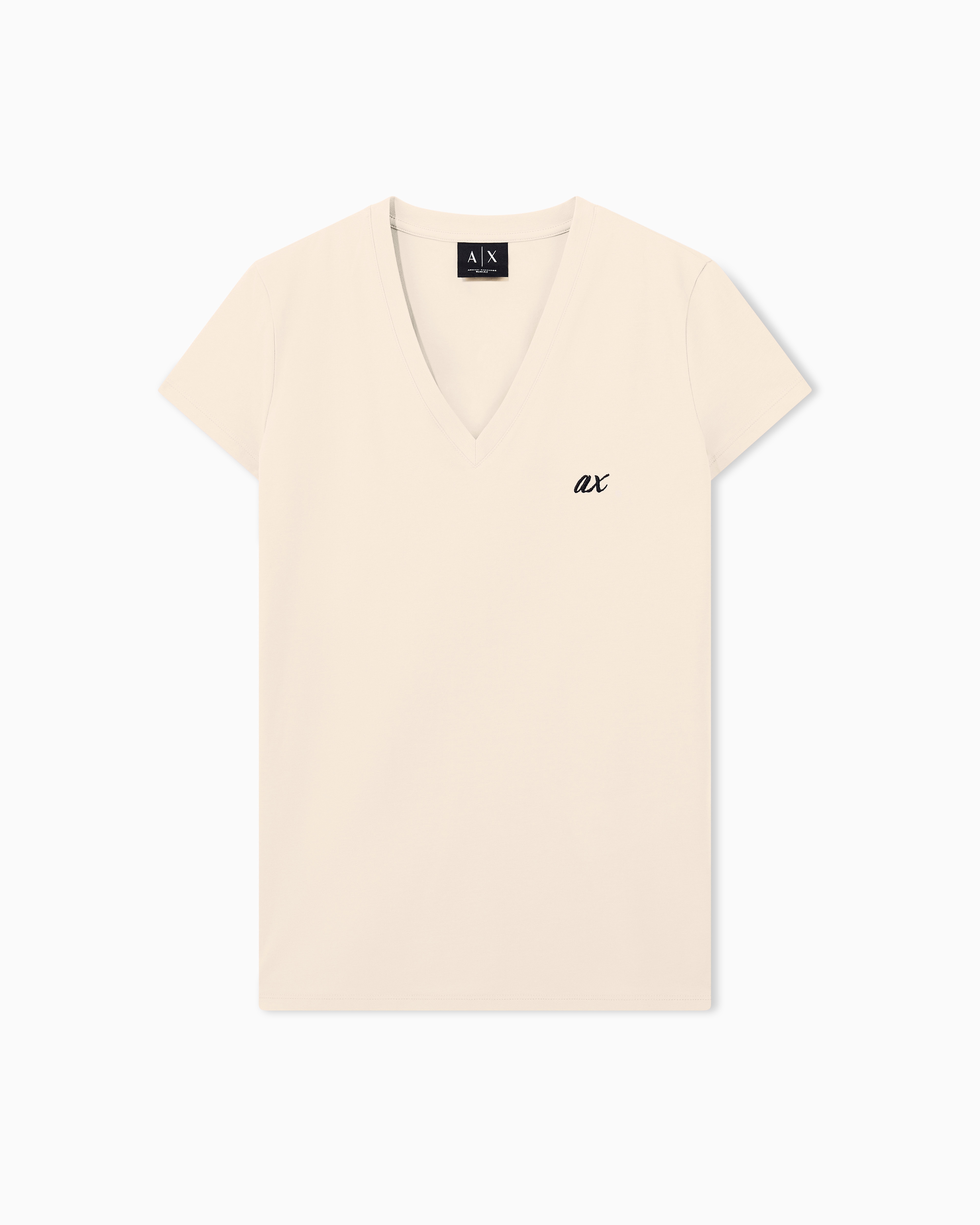 Armani Exchange Beige Slim Fit T-Shirt In Stretch Cotton Jersey