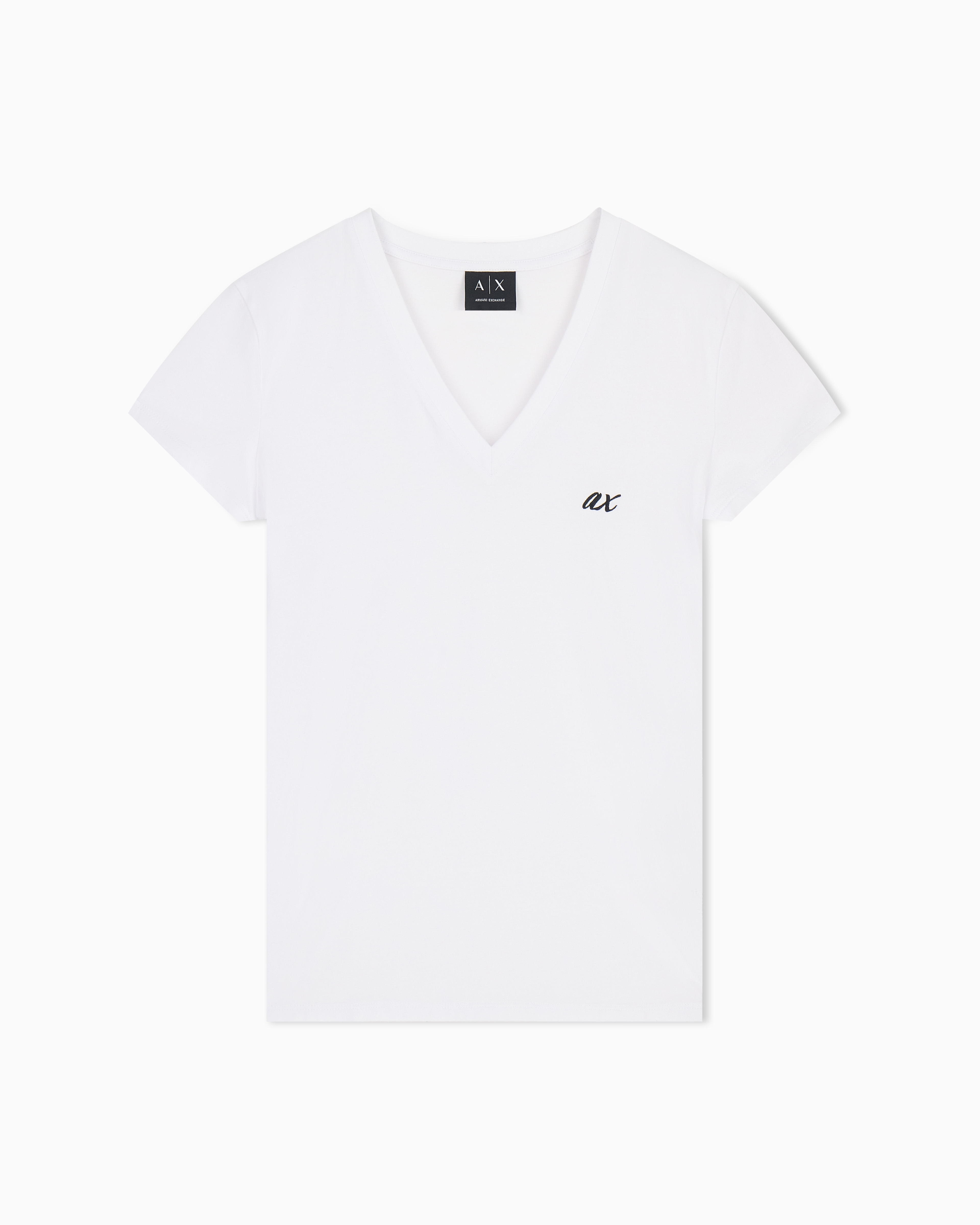 Armani Exchange White Slim Fit T-Shirt In Stretch Cotton Jersey