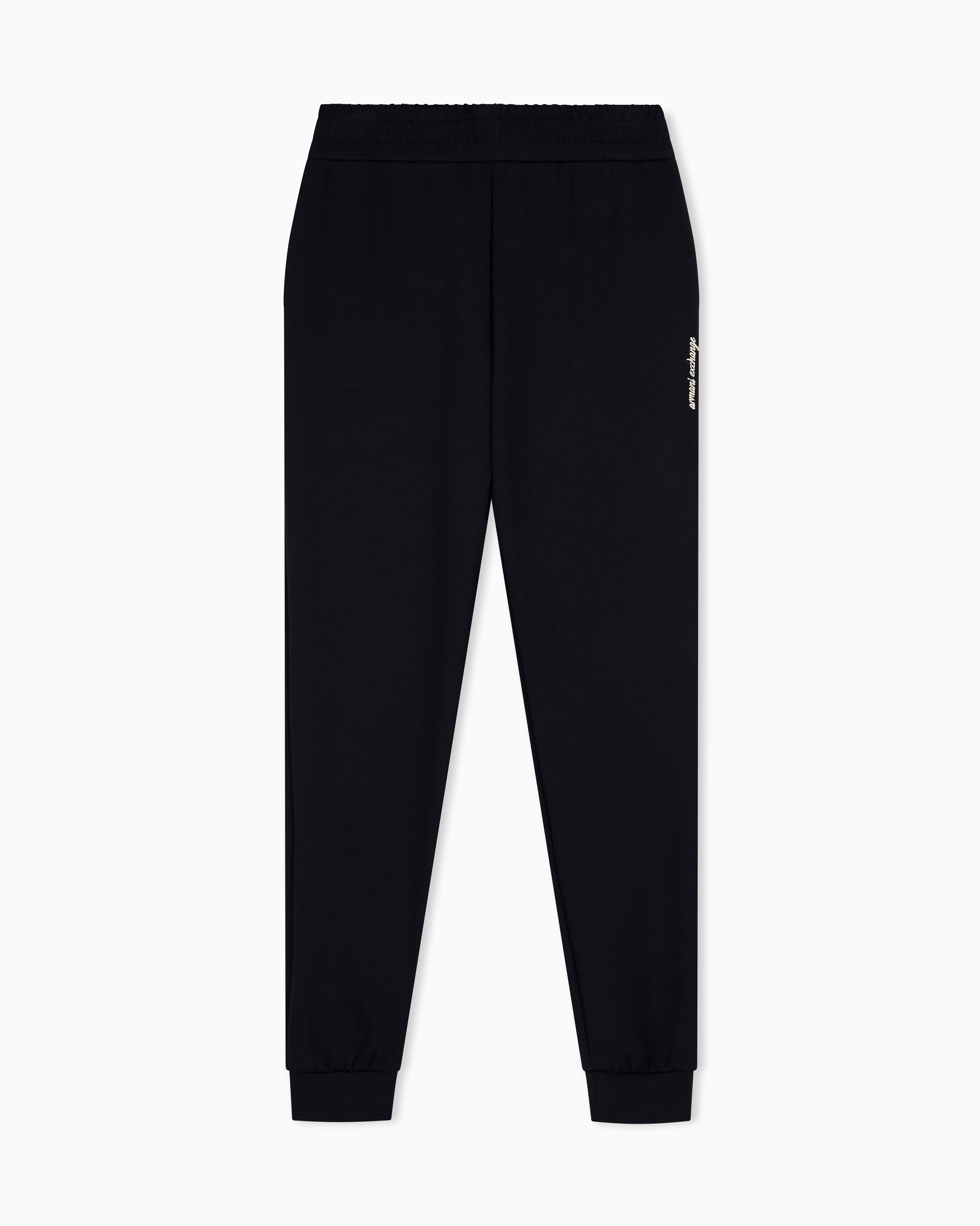 Armani Exchange Black Regular Fit Trousers Stretch Viscose Scuba