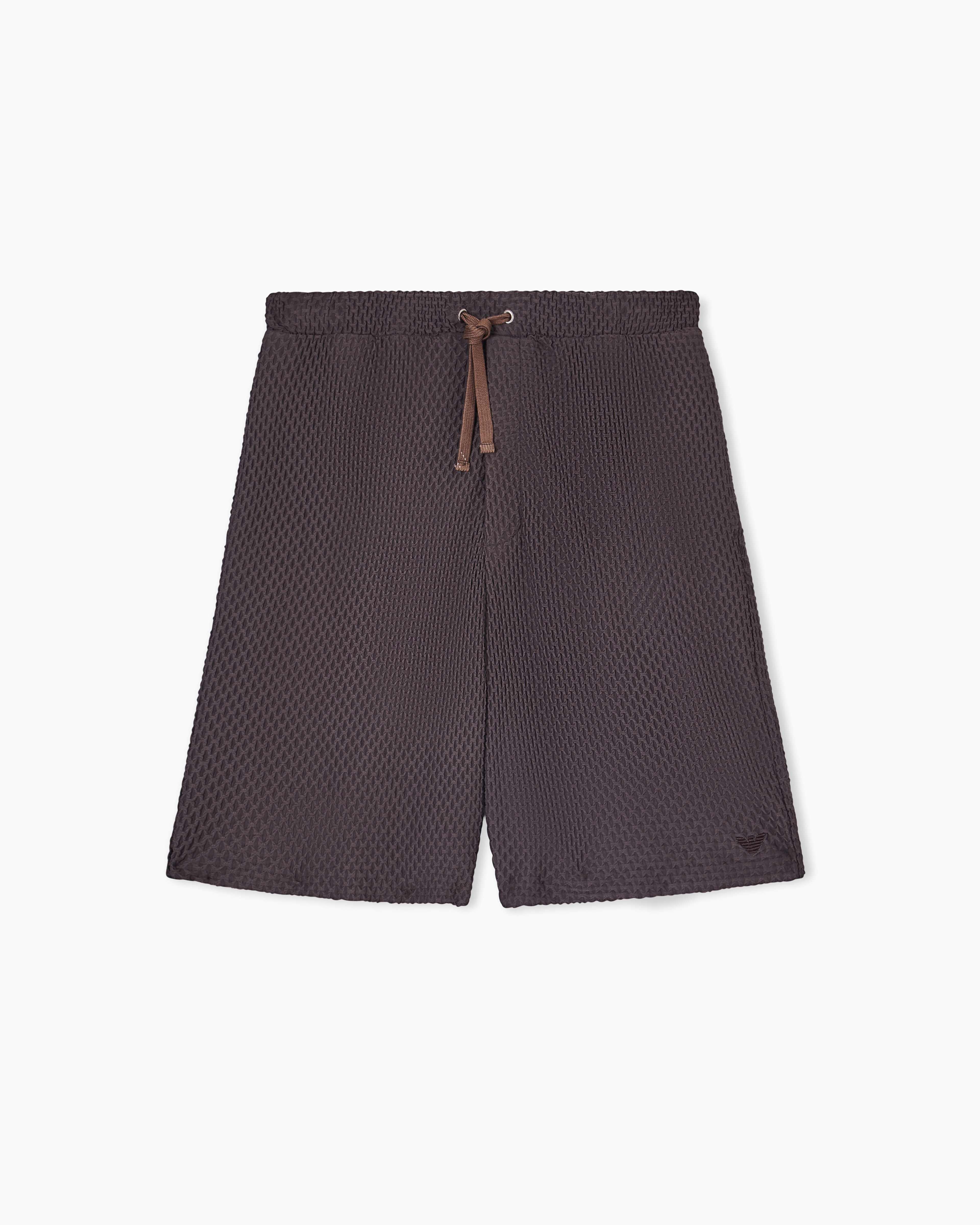 Emporio Armani Brown Bermuda Shorts In Embossed Two-Way Stretch Jersey