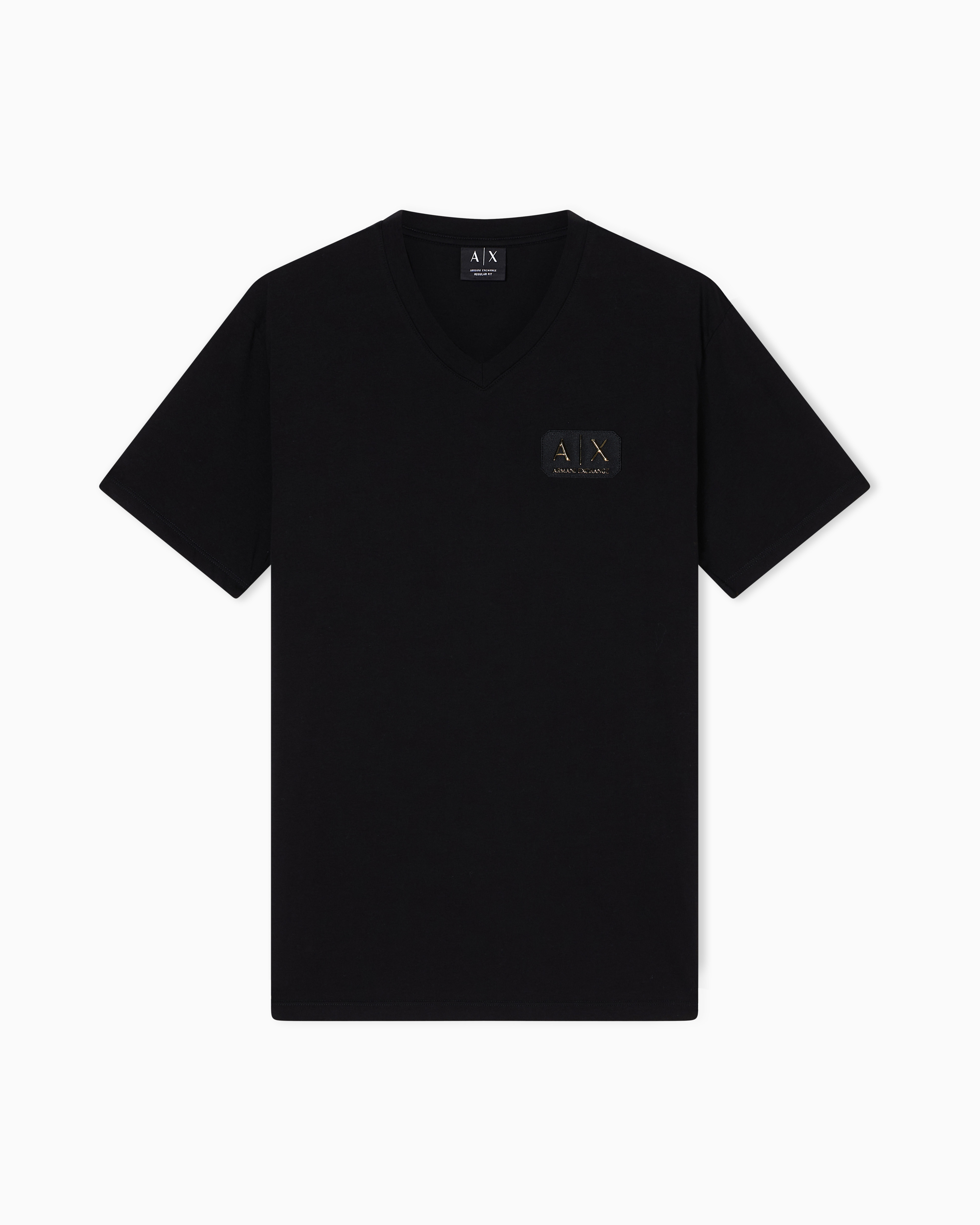Armani Exchange Black Regular Fit T-Shirt With Logo Patch