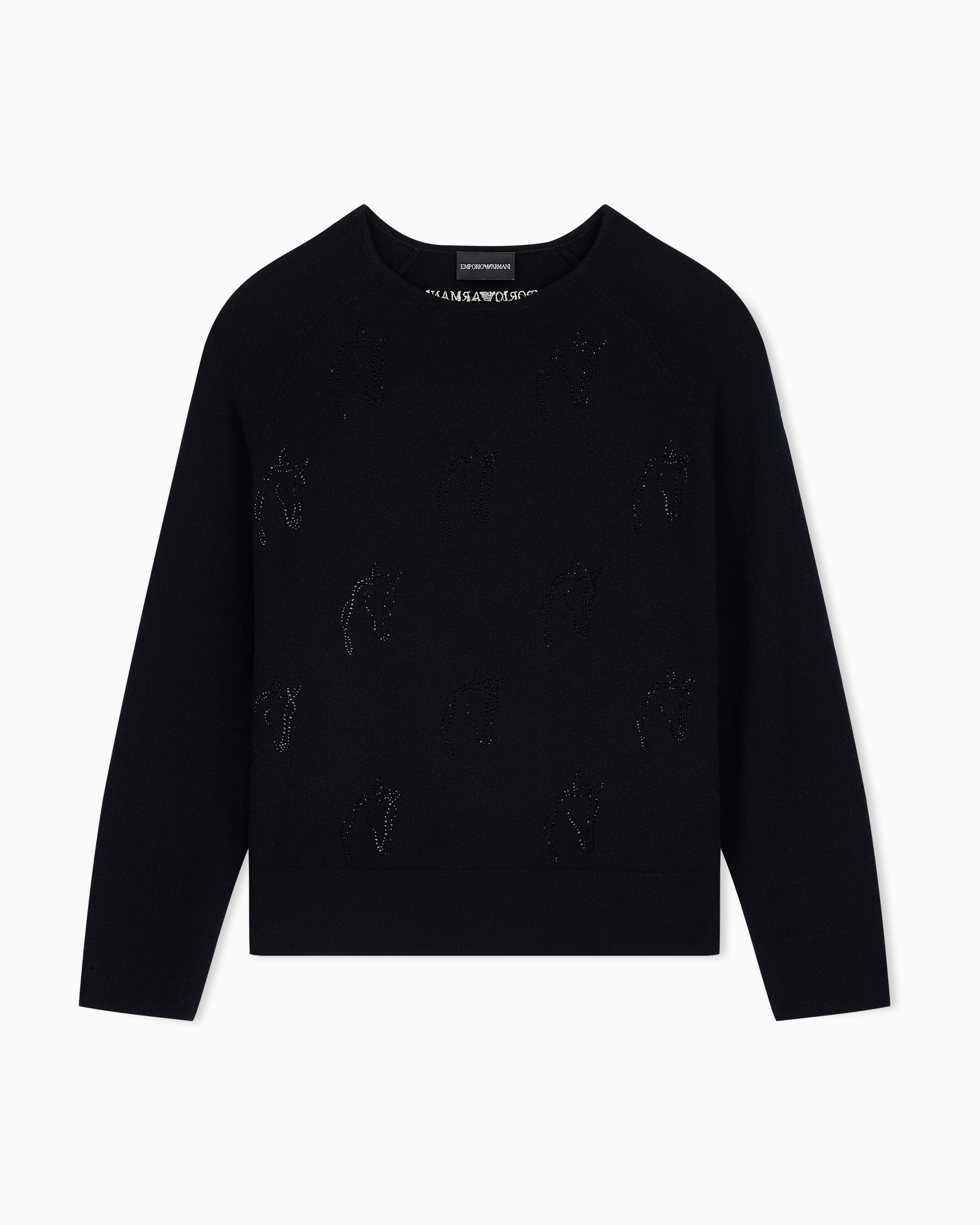 Emporio Armani Black Lunar New Year Wool And Cashmere Blend Jumper