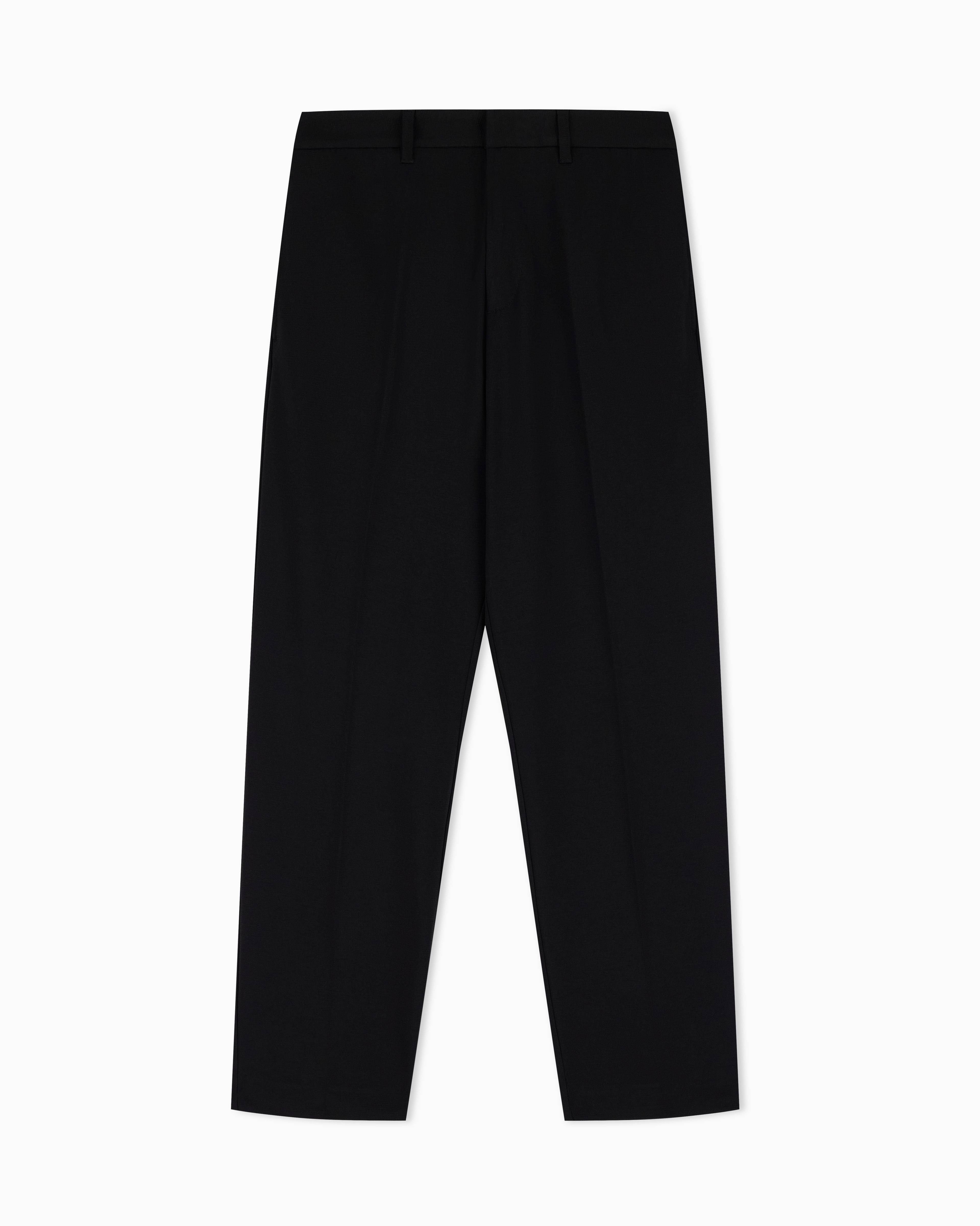 Emporio Armani Black Waffle-Effect Armure Fabric Trousers