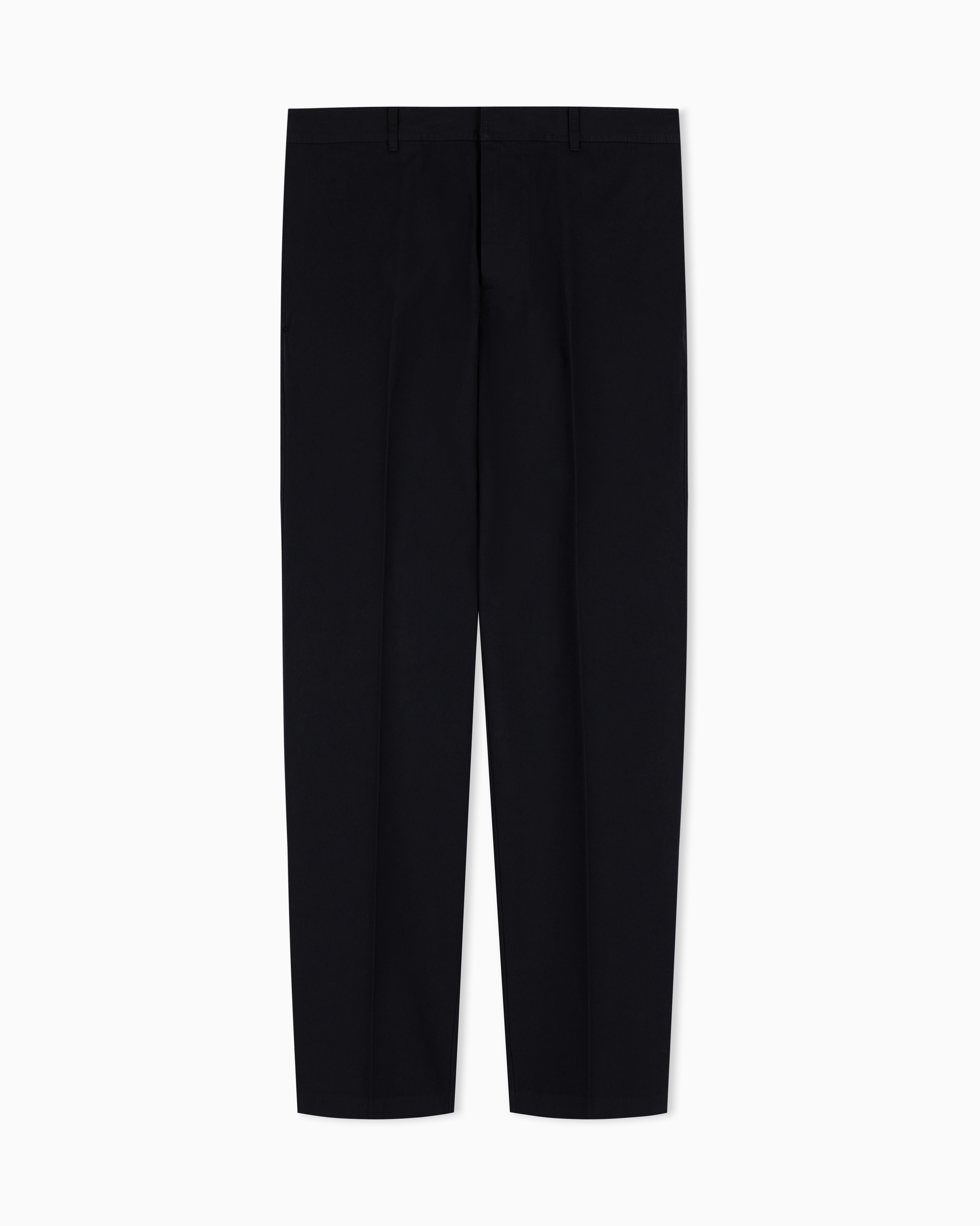 Emporio Armani Navy Blue Cotton-Silk Fabric Trousers