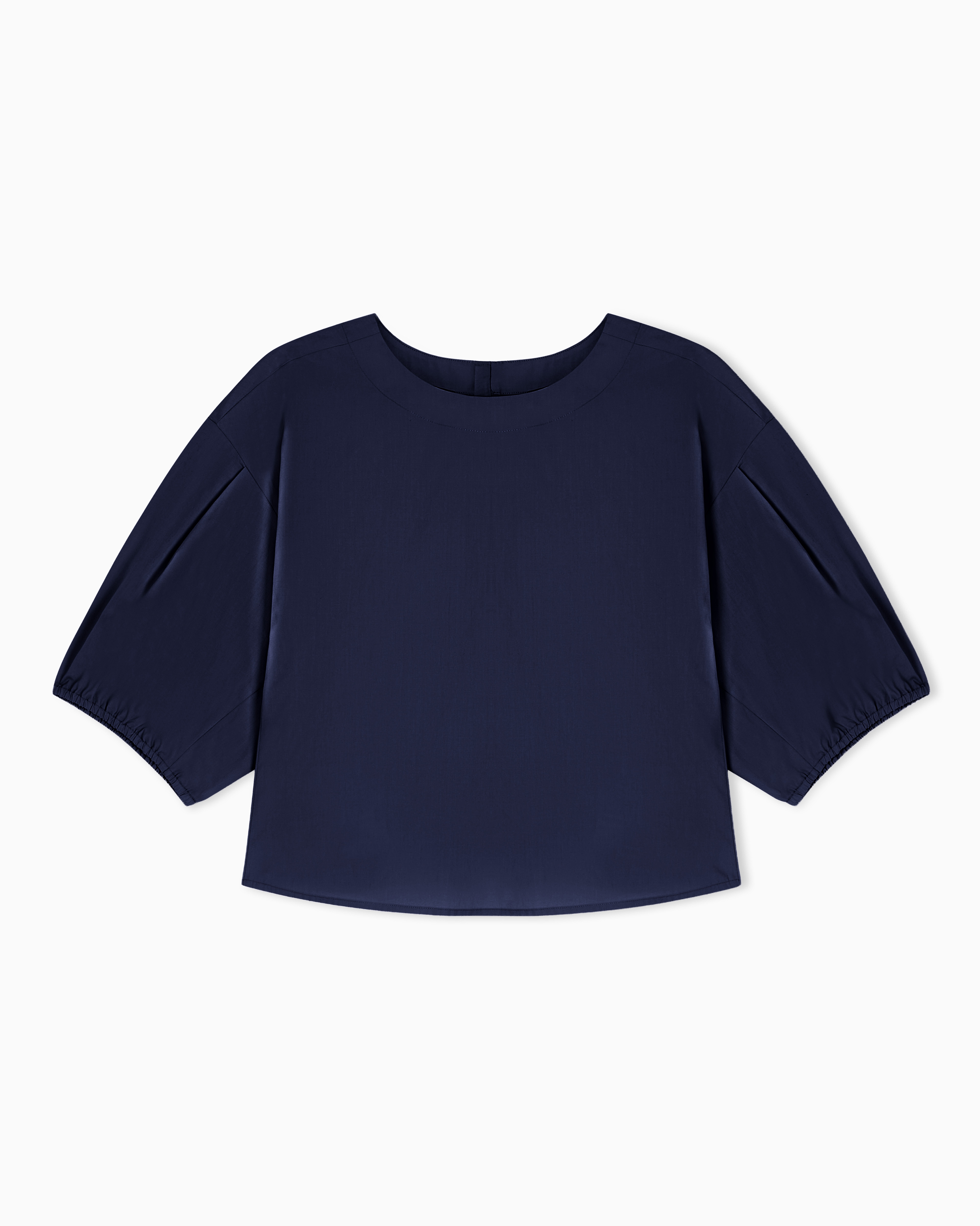 Emporio Armani Blue Poplin Blouse With Puffed Sleeves