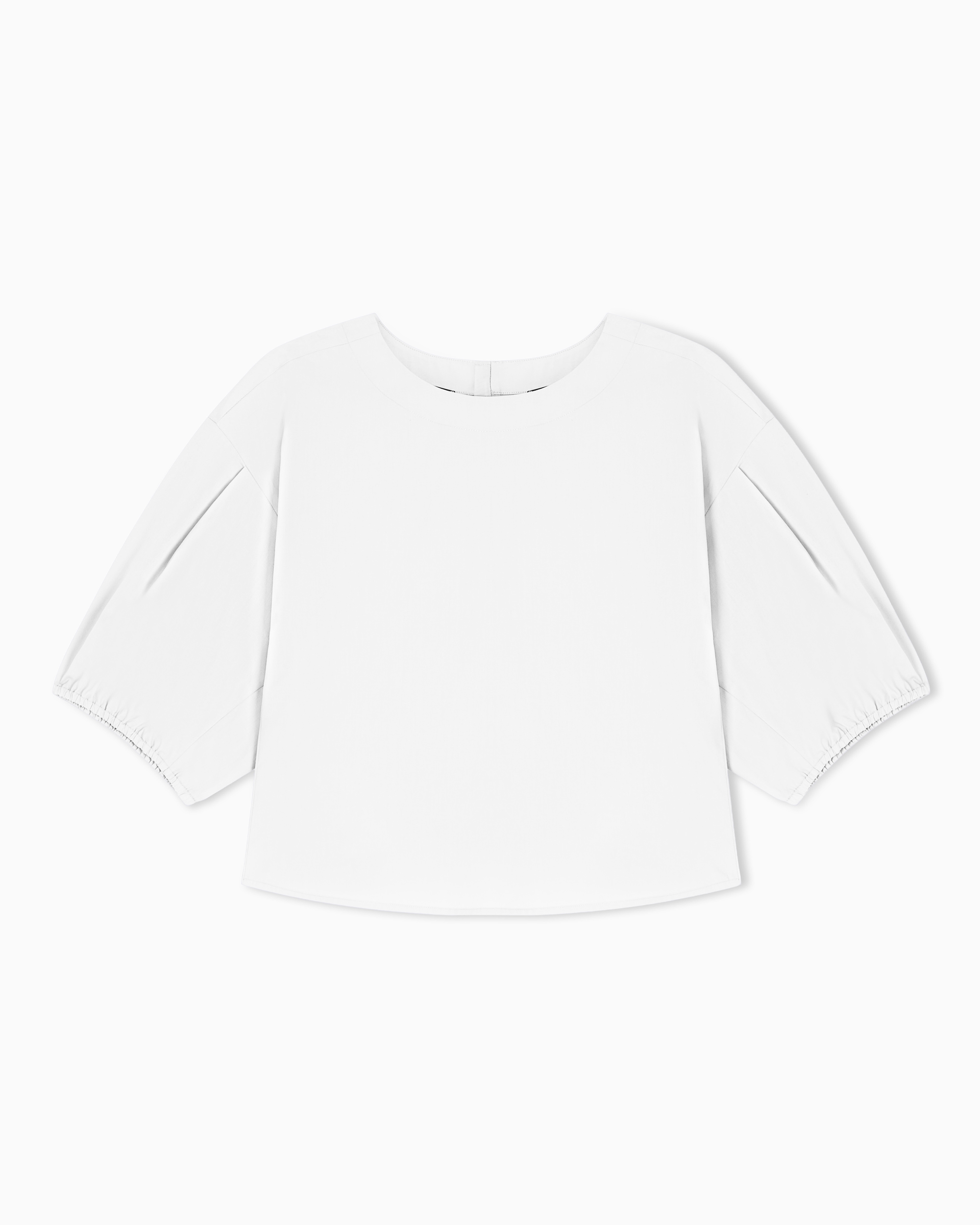 Emporio Armani White Poplin Blouse With Puffed Sleeves