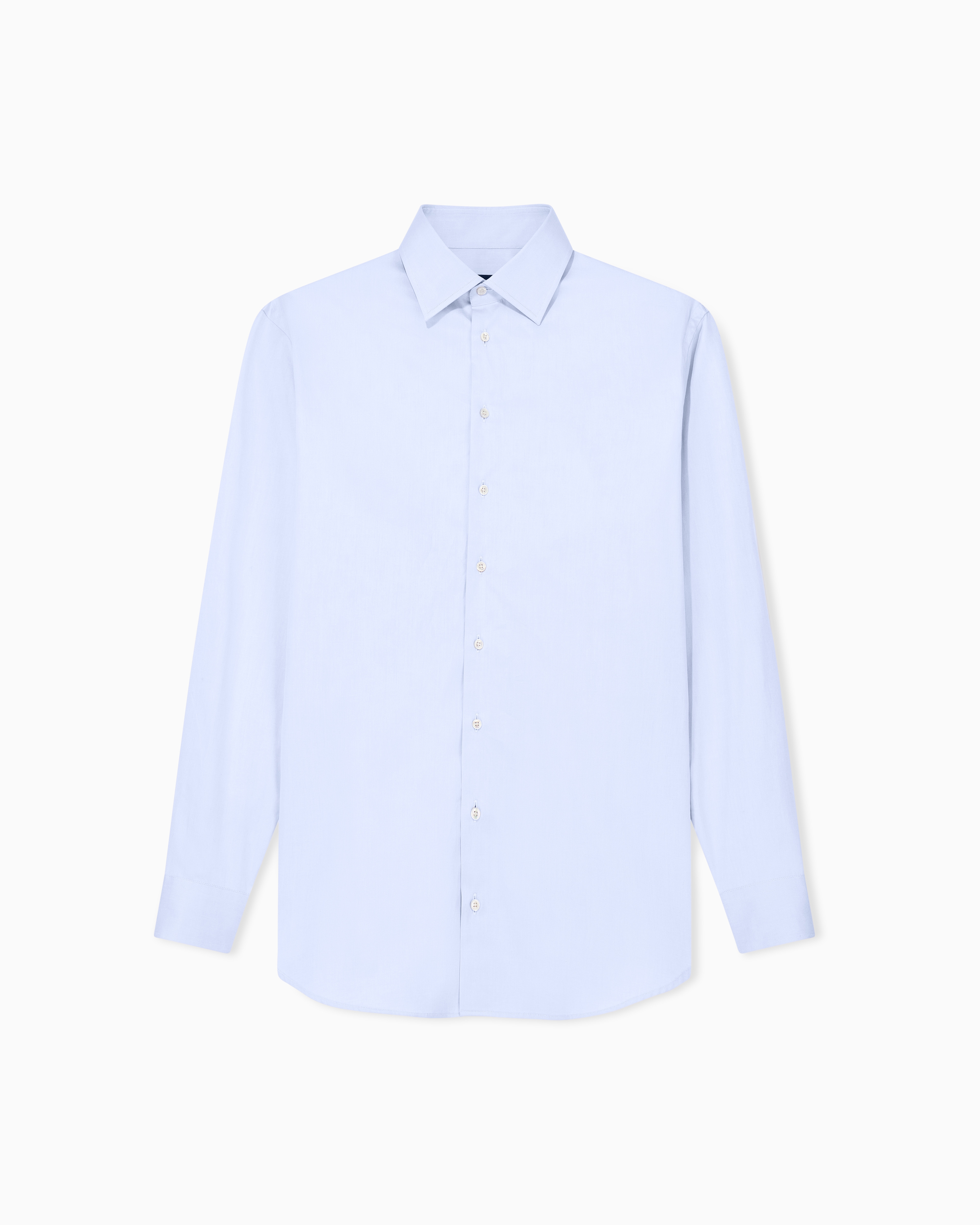 Giorgio Armani Camicia Twill Di Puro Cotone Con Collo Francese