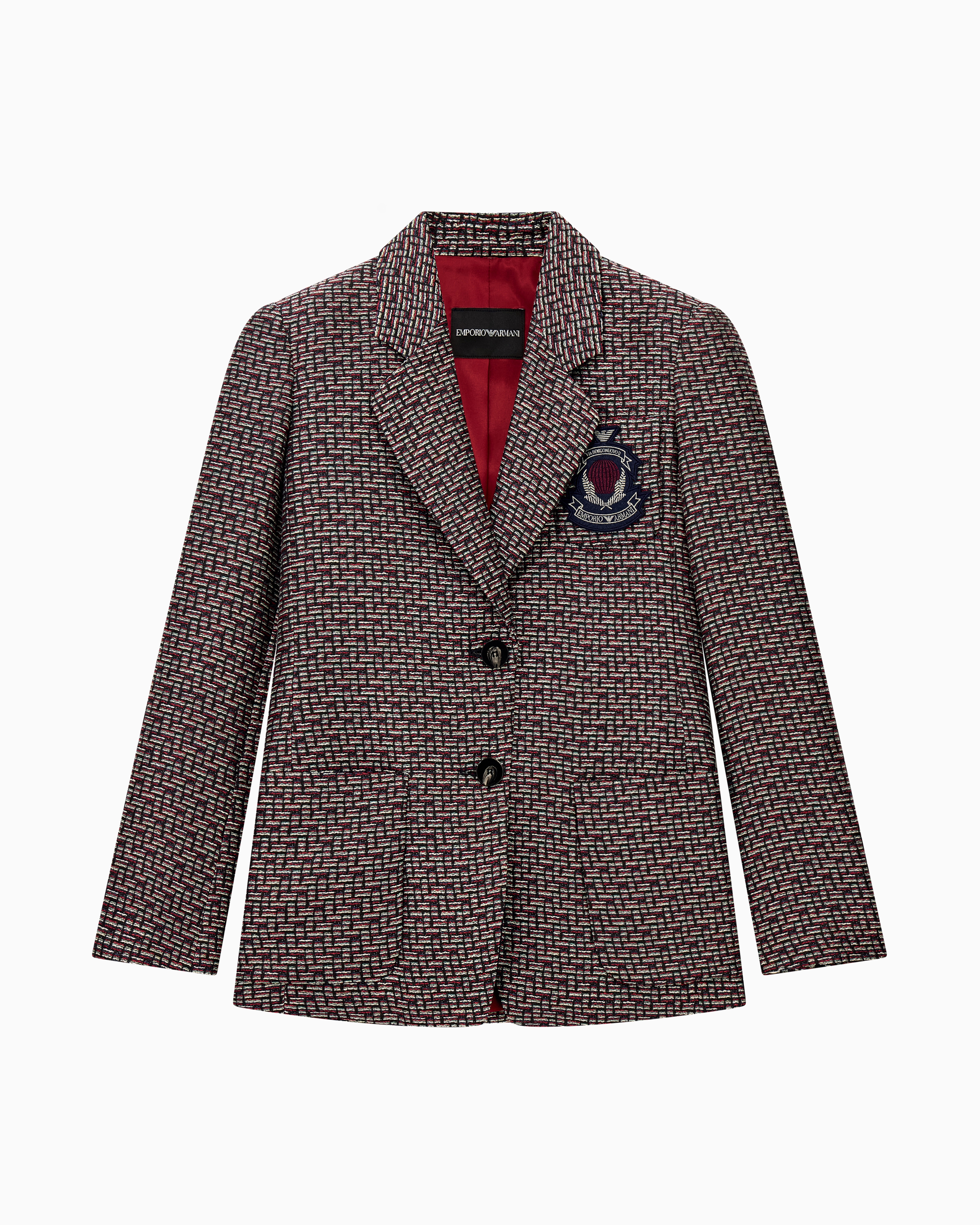 Emporio Armani Multicolored Basket Weave Lurex Blazer With An Embroidered Chest Crest