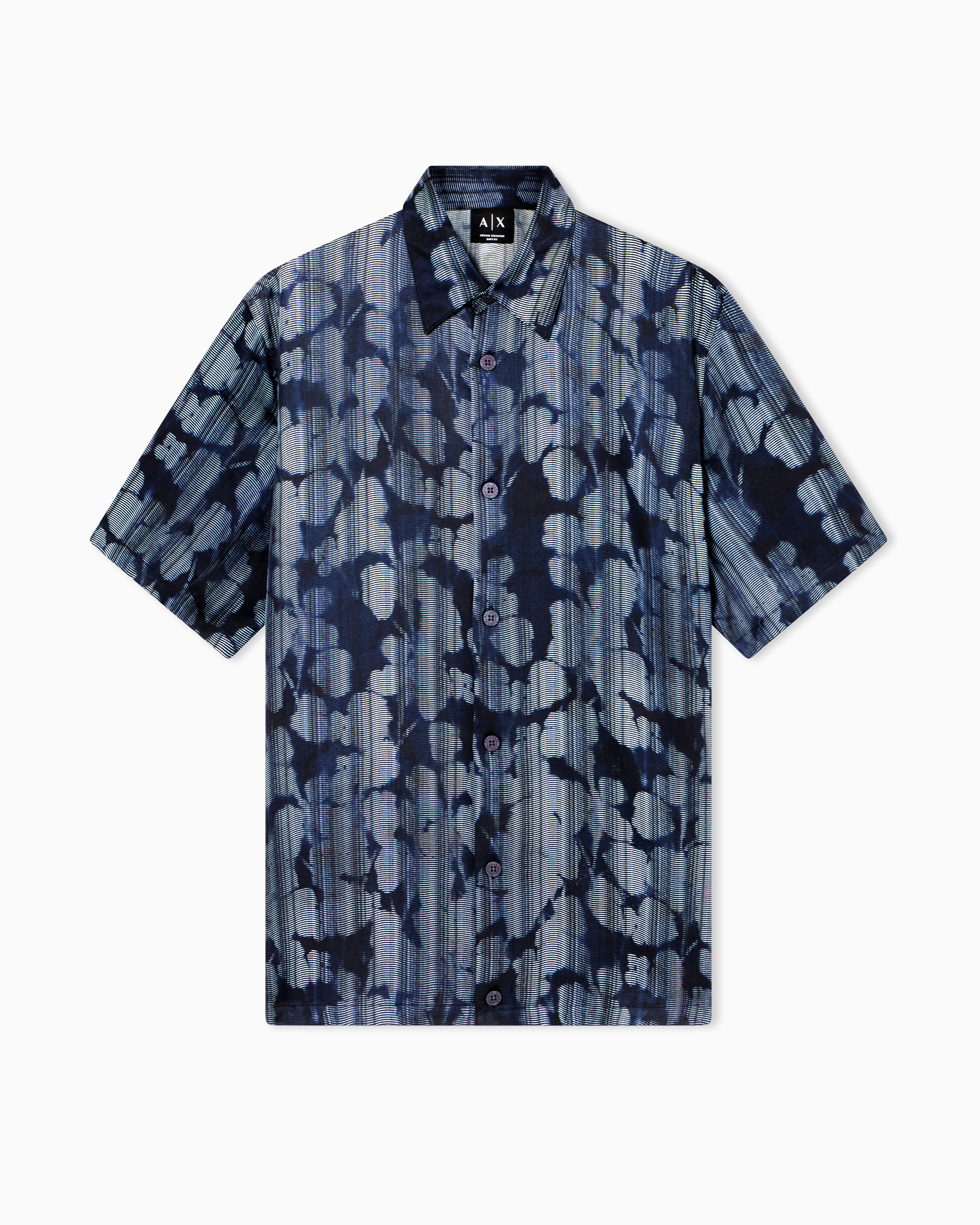Armani Exchange Blue Viscose Twill Shirt