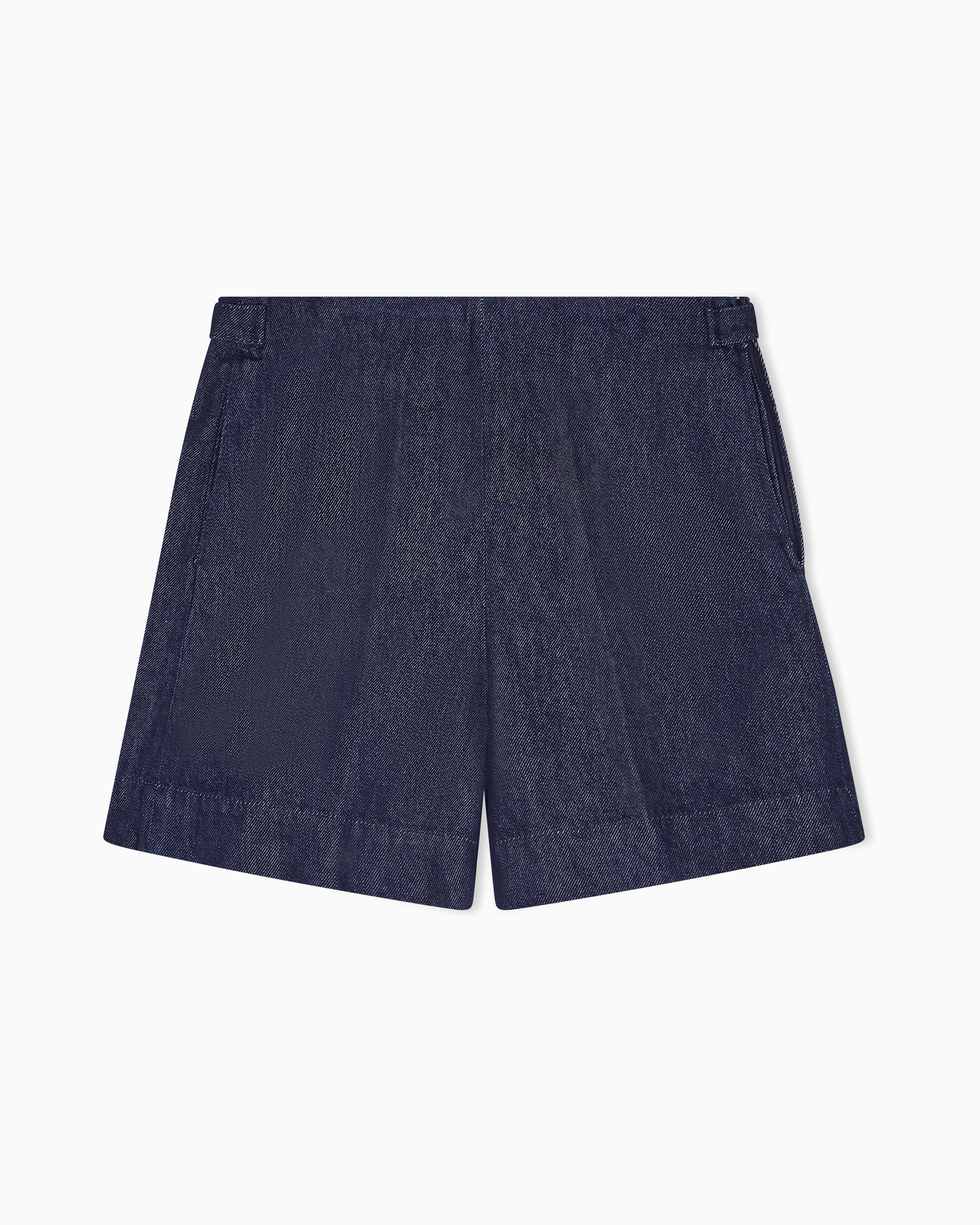 Emporio Armani Blue 11 Oz Denim Shorts With Waistband Detail