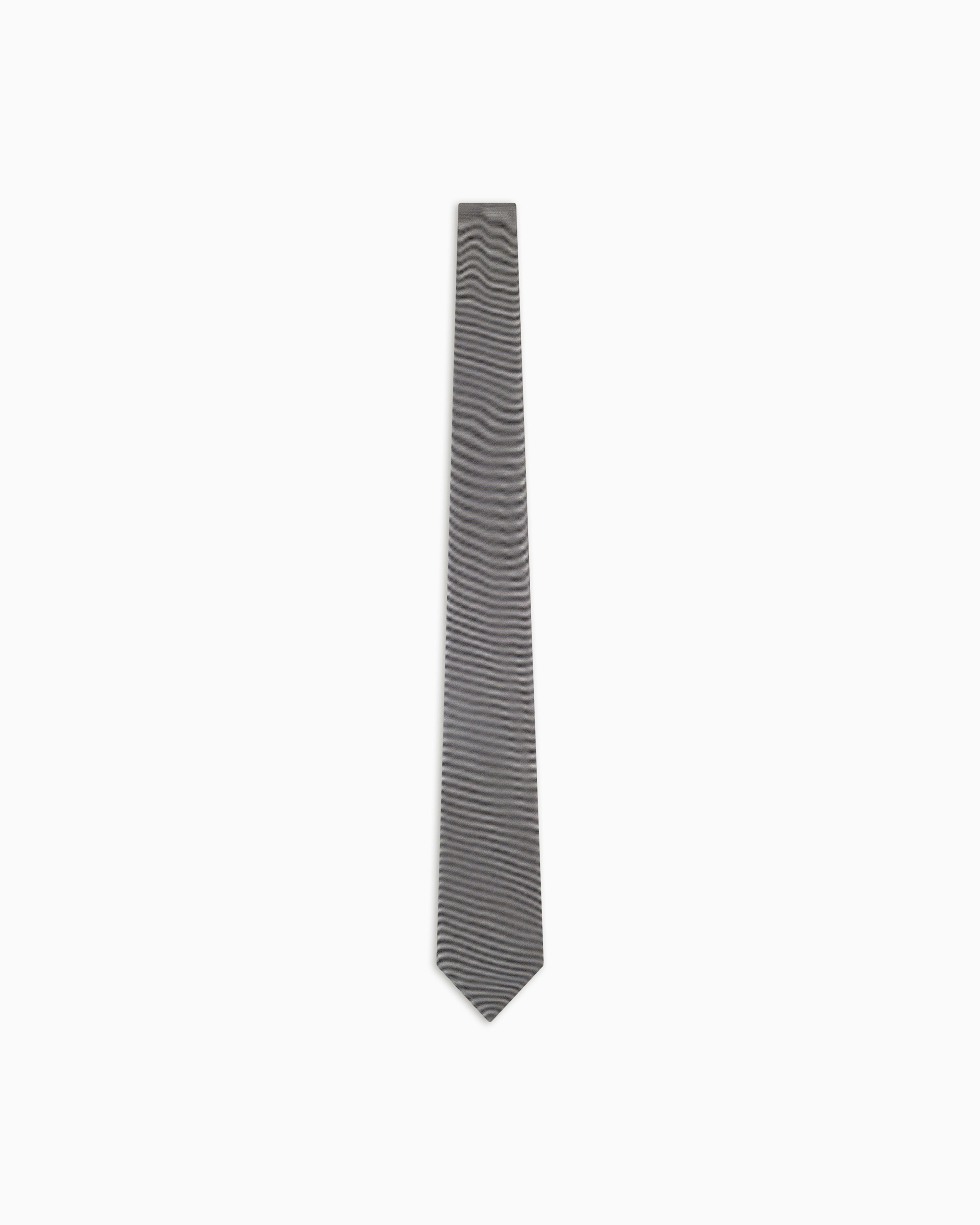 Emporio Armani Men's Grey Ottoman-Style Pure Silk Tie