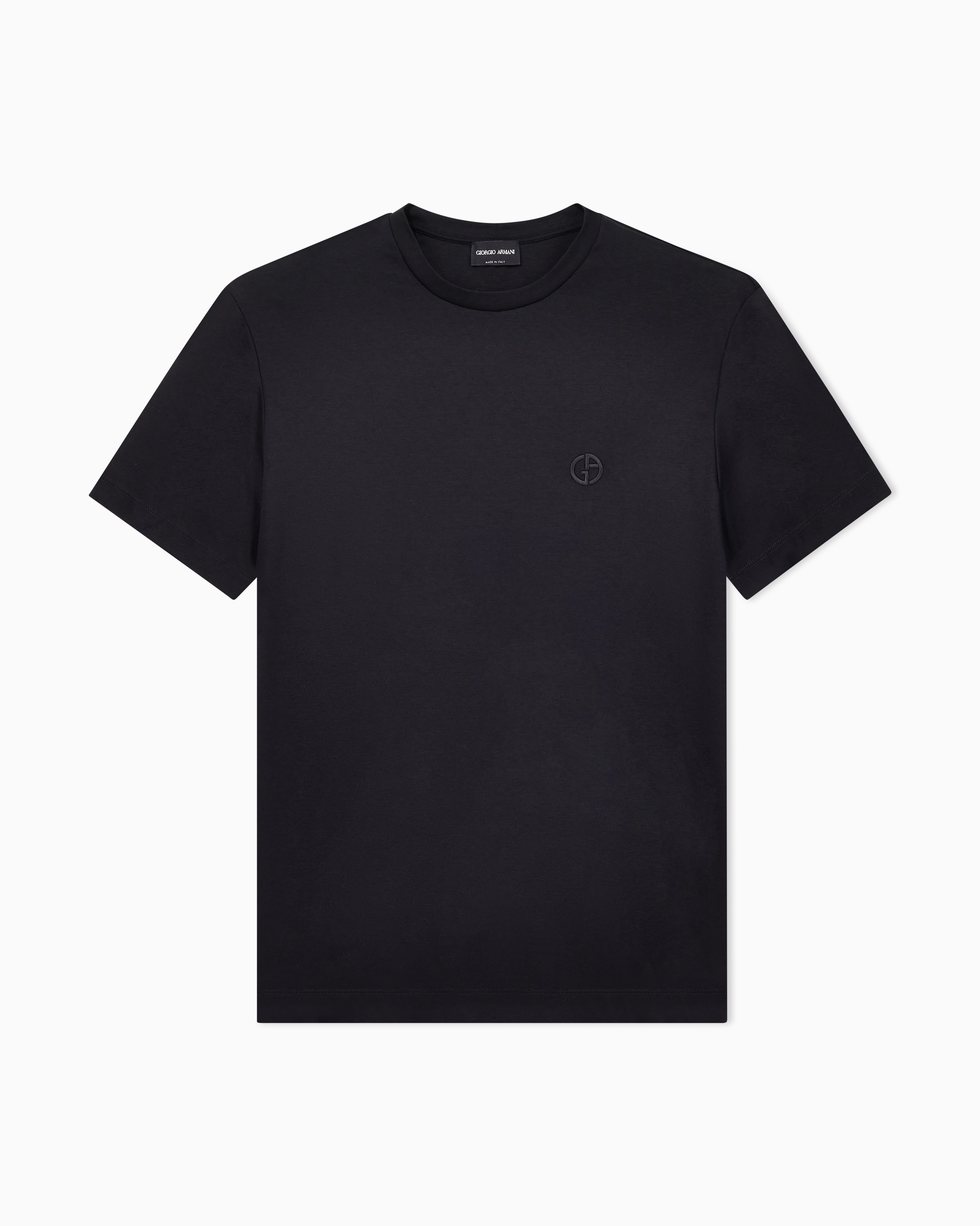 Giorgio Armani Black Short-Sleeve Cotton Interlock T-Shirt With Logo