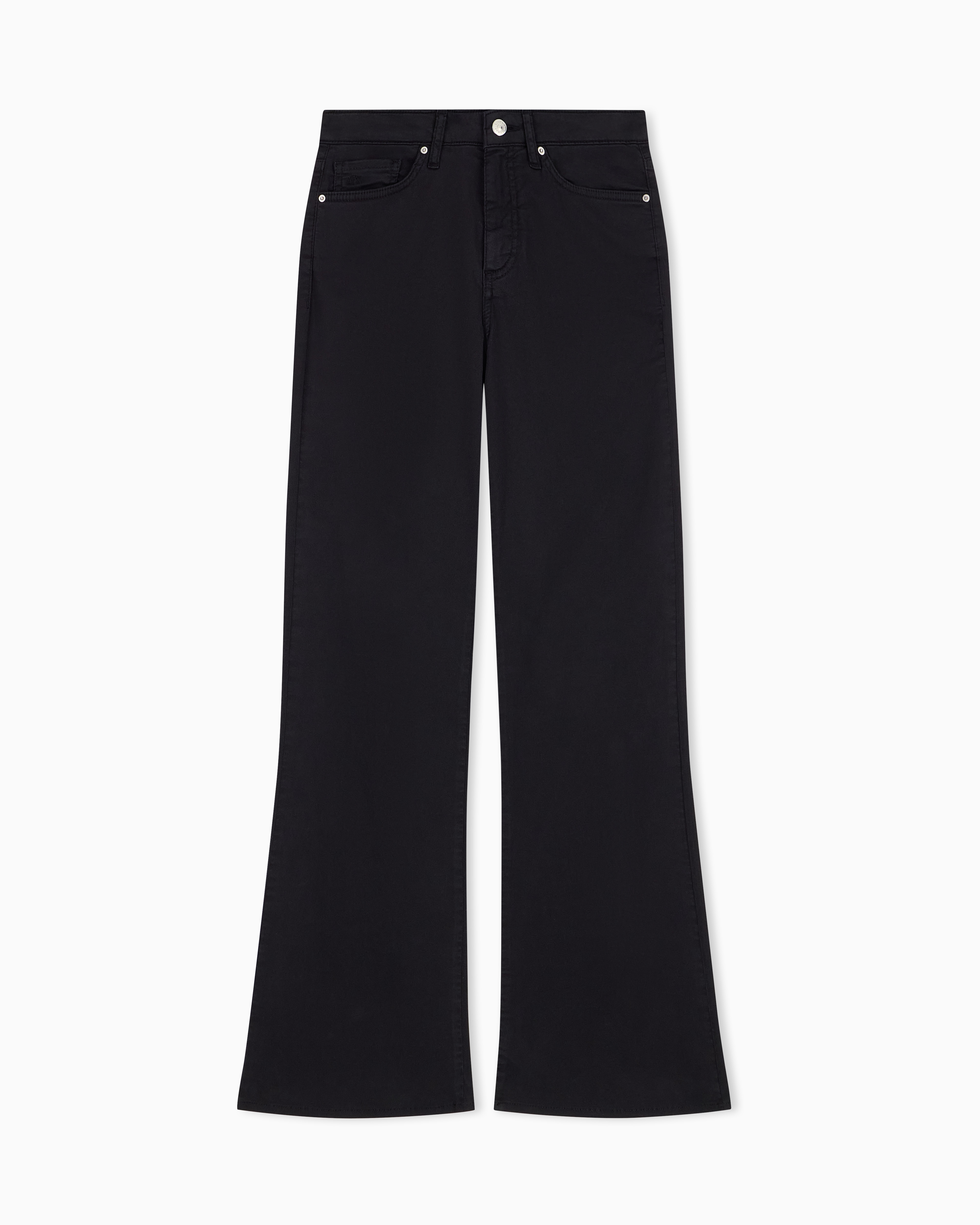 Armani Exchange Black Flare Jeans Garment Dyed Satin Stretch