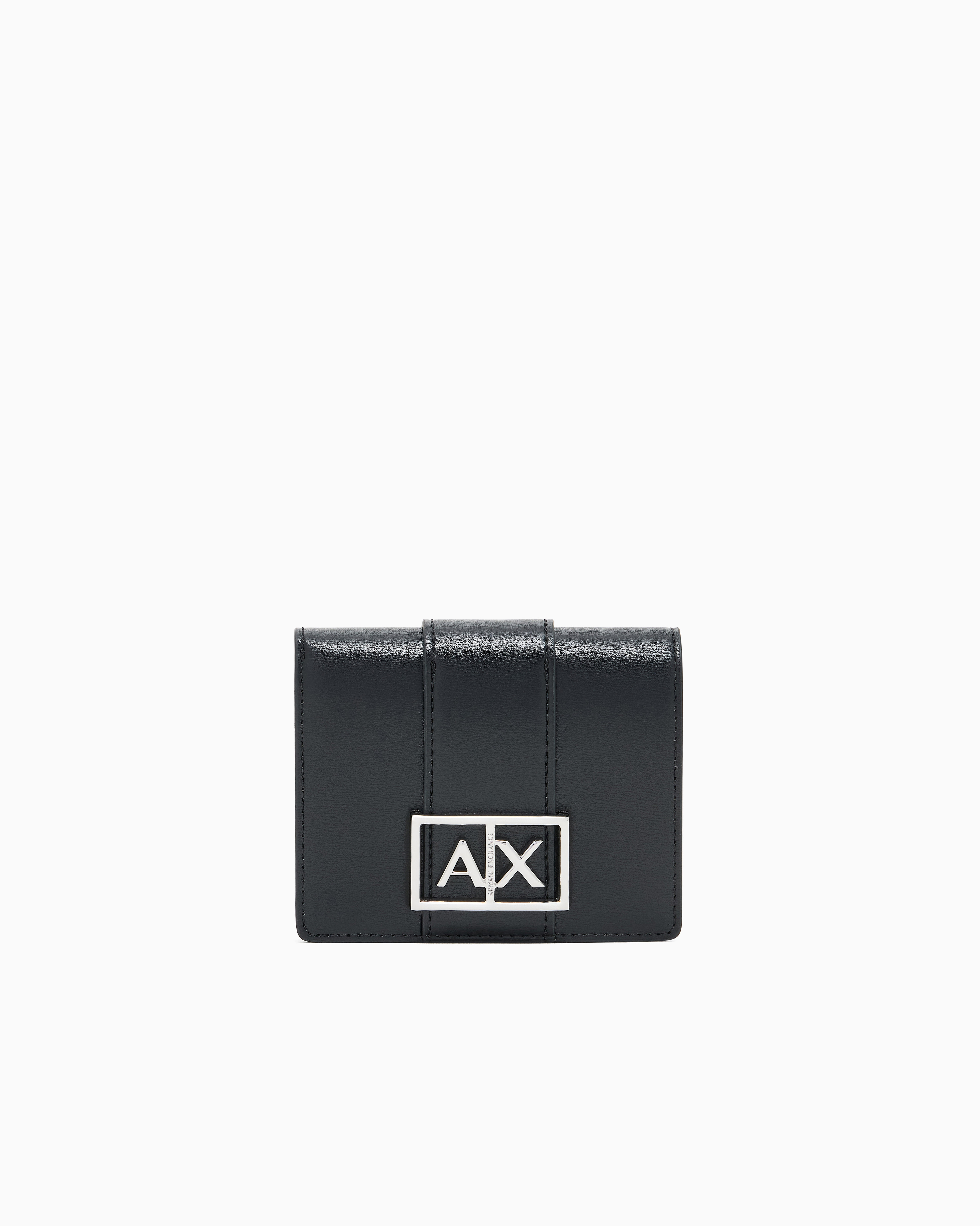 Armani Exchange Black Mini Wallet In Coated Fabric