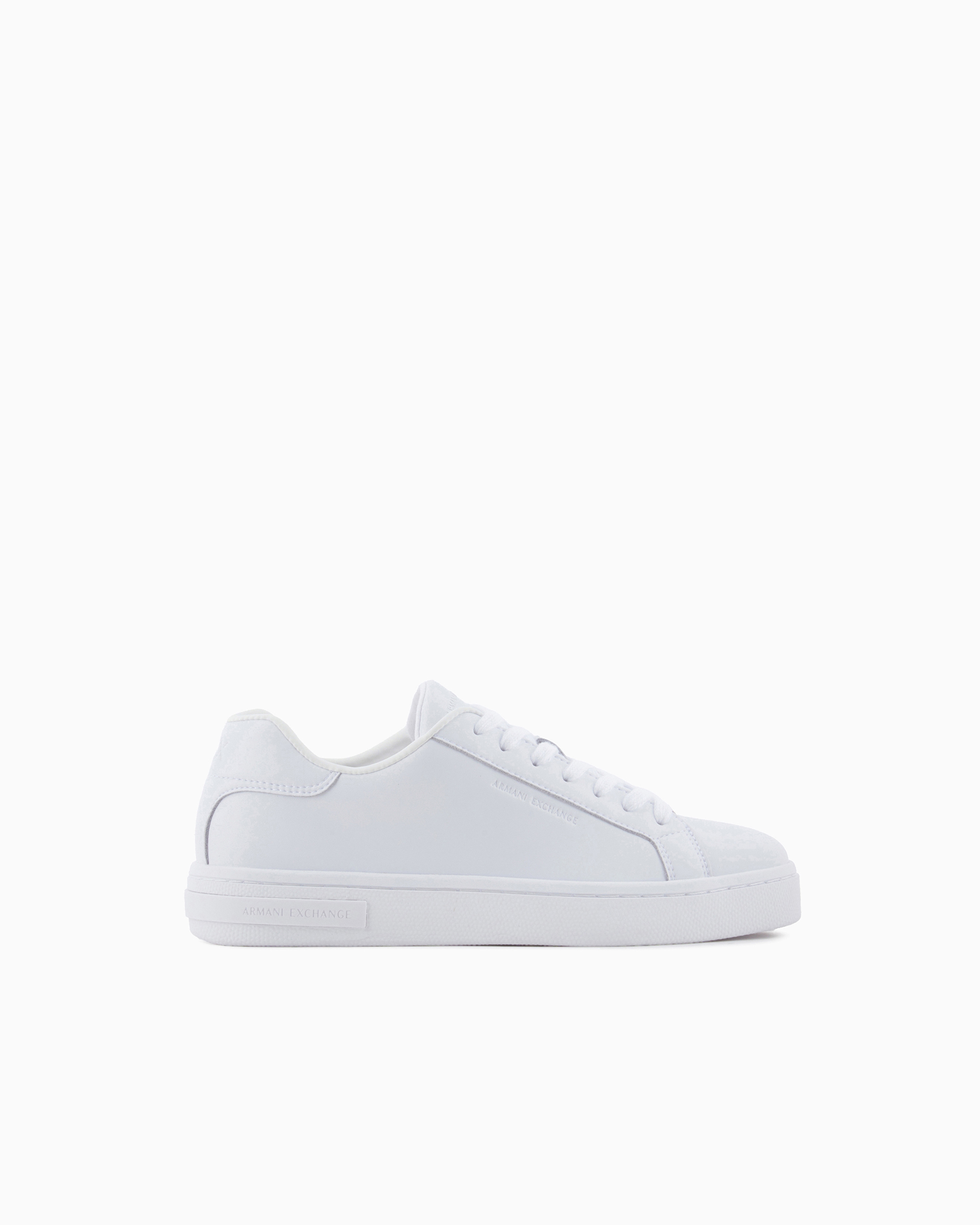 Armani Exchange White Technical High-Top Sneaker In Smooth Leather