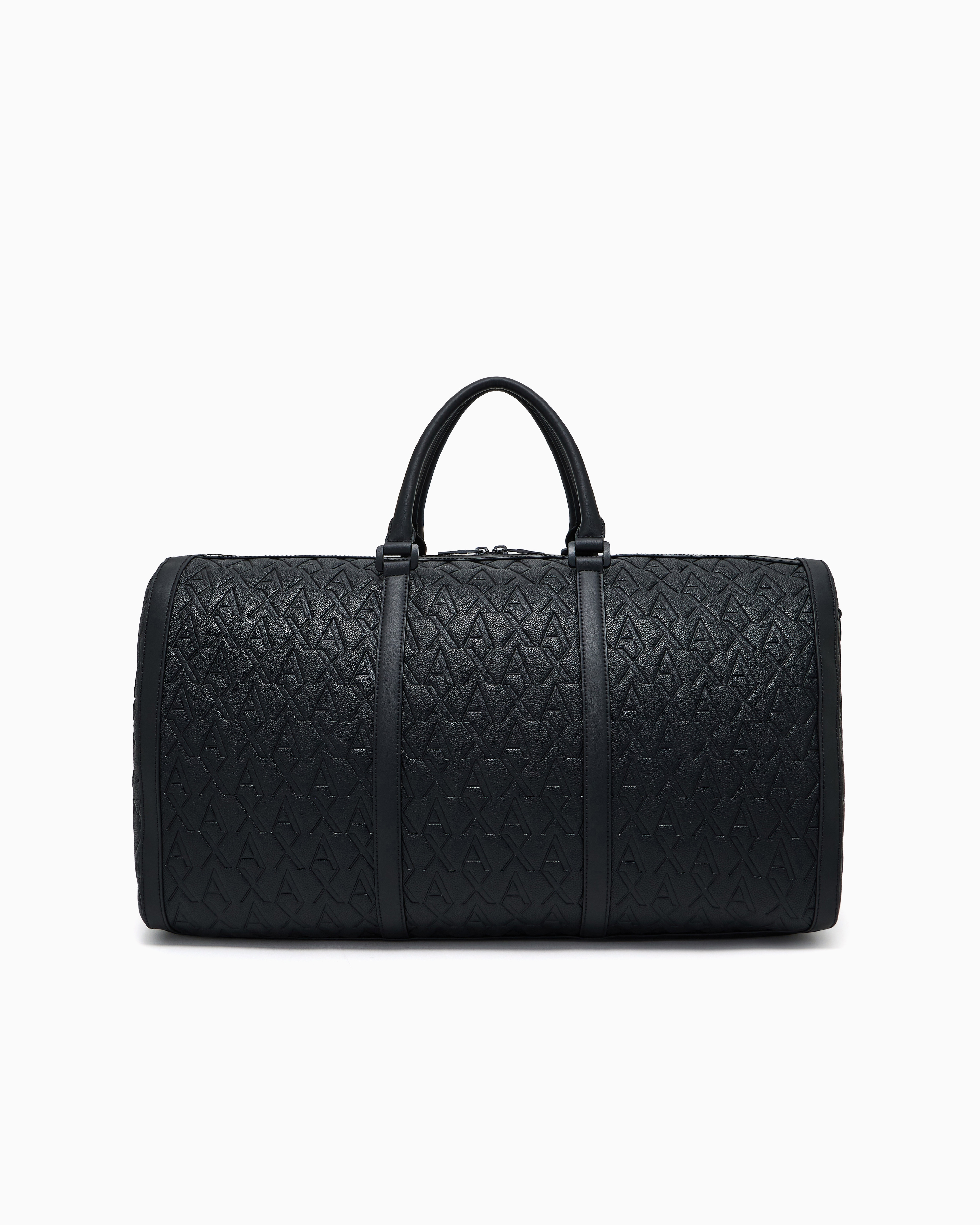 Armani Exchange Black Textured Duffel Bag With Logo