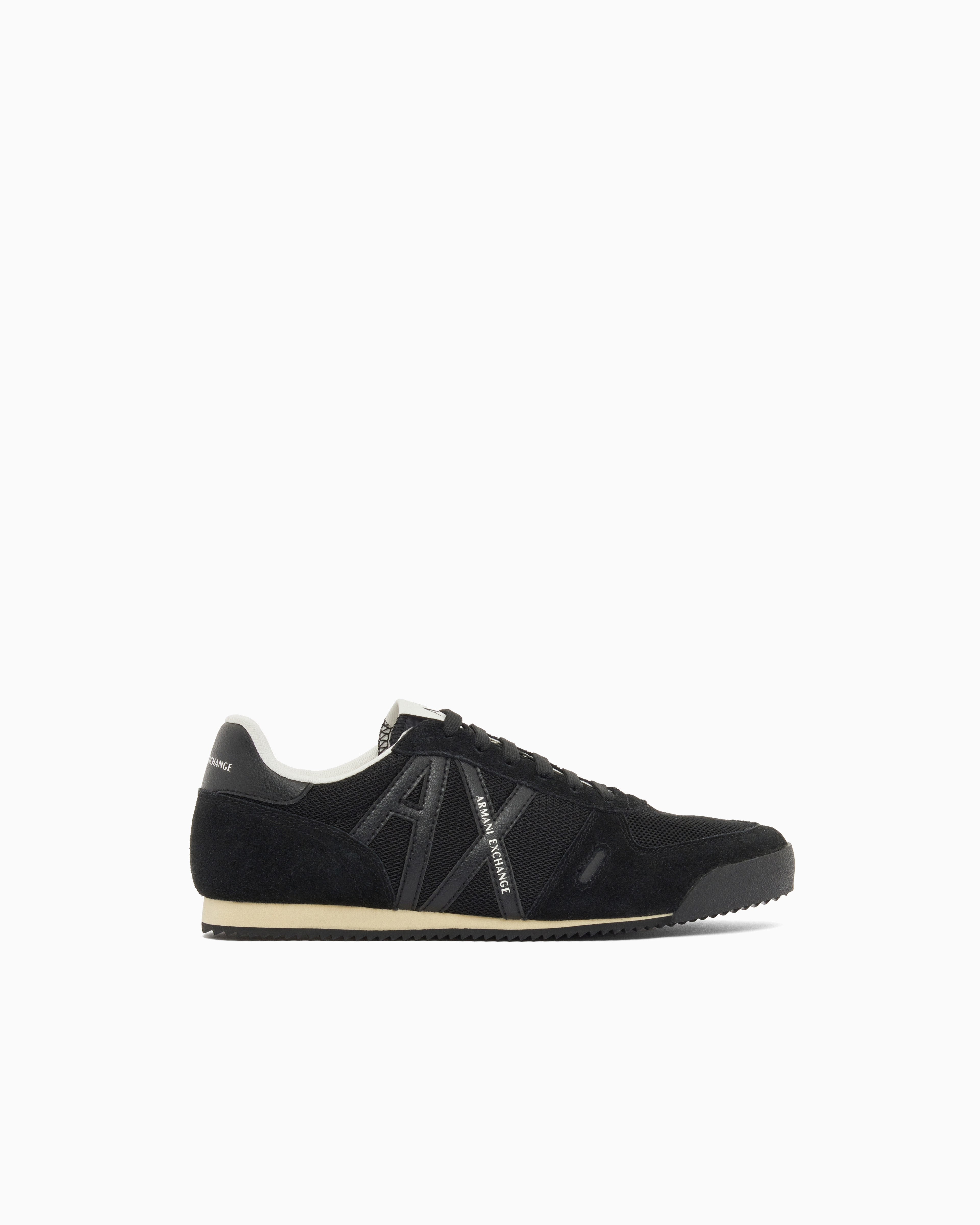 Lace-up sneakers in suede and mesh with a rubber sole | Armani