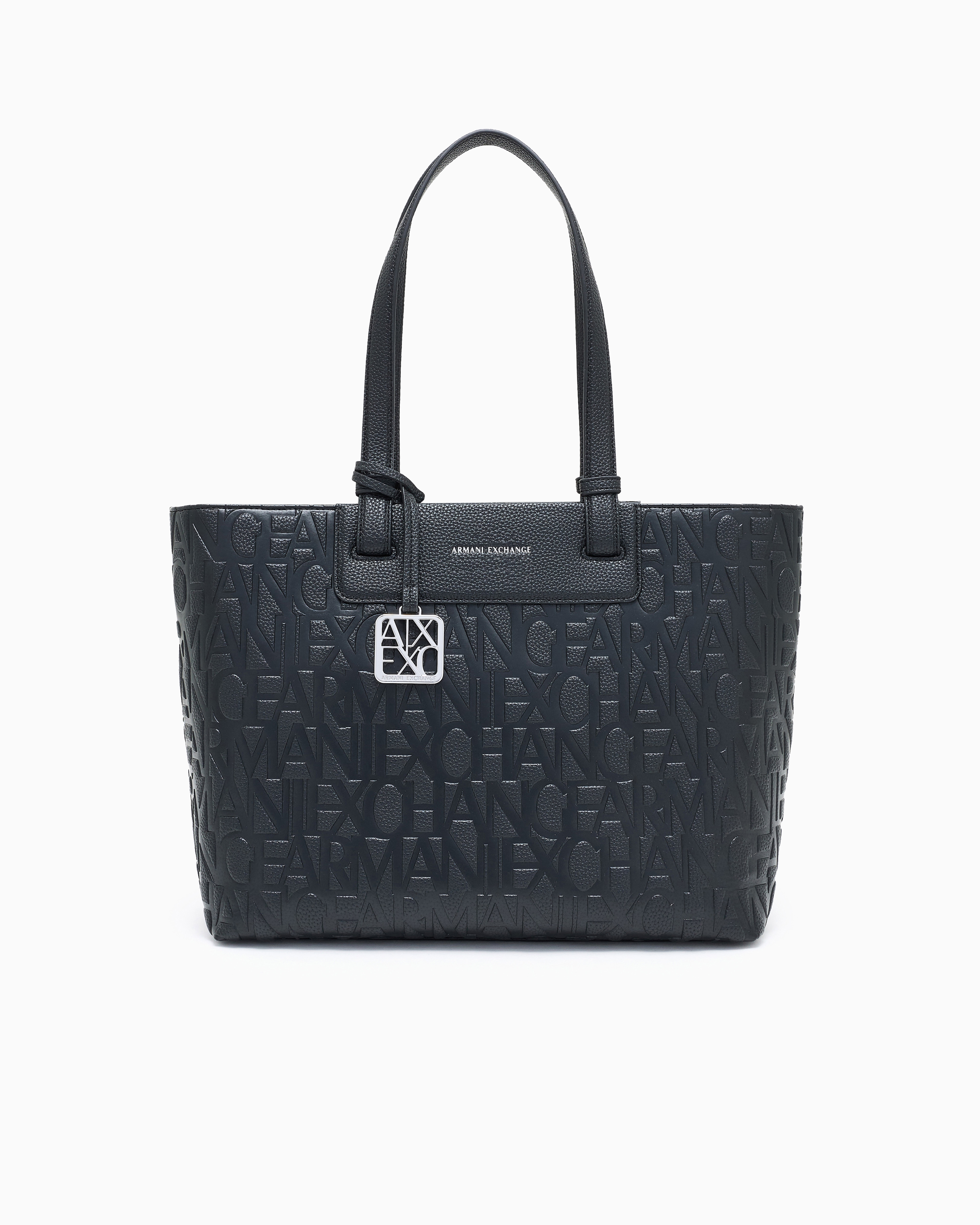 Armani Exchange Women's Black Shopping Bag Shopping With Coated Exterior