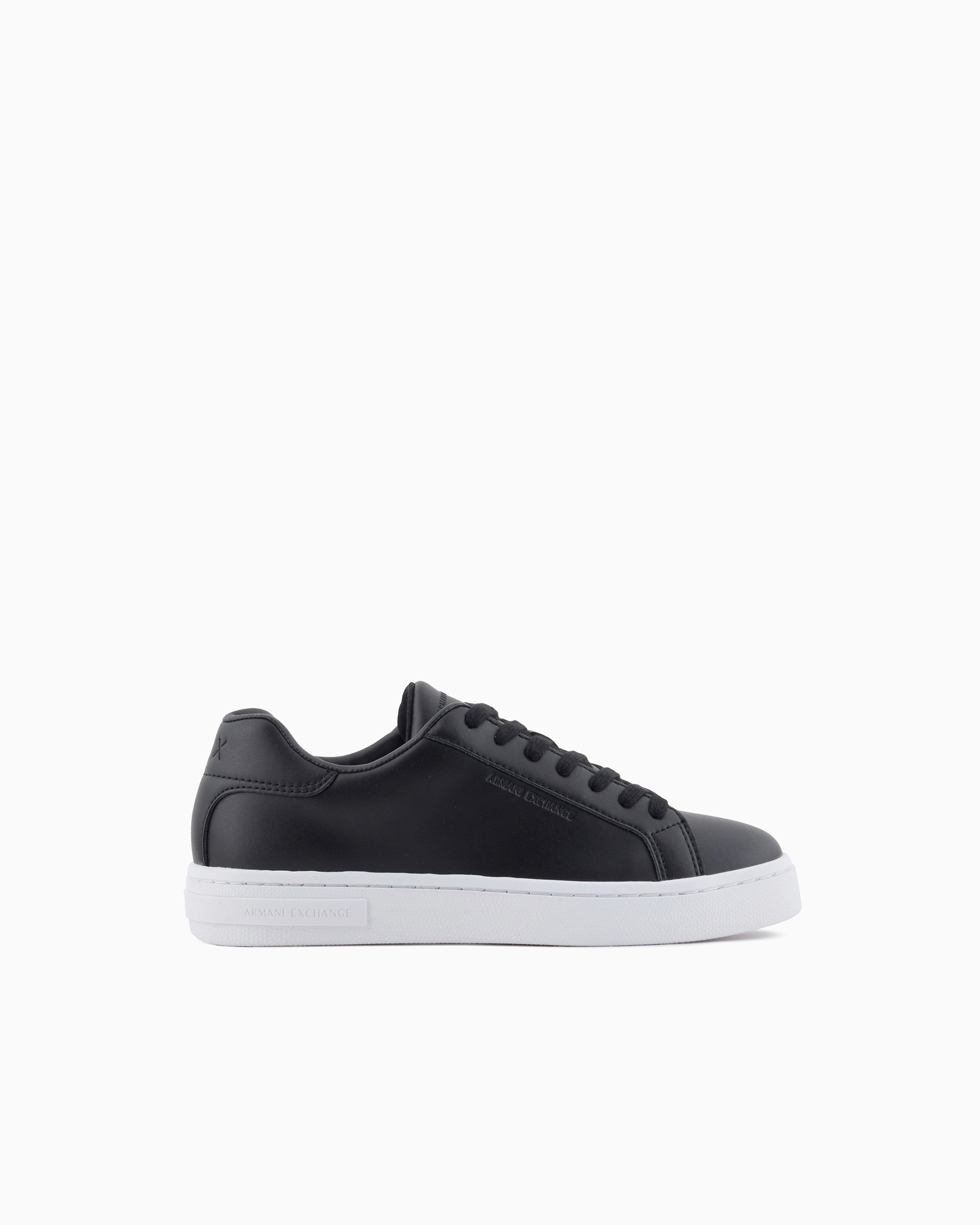 Armani Exchange Black Technical High-Top Sneaker In Smooth Leather