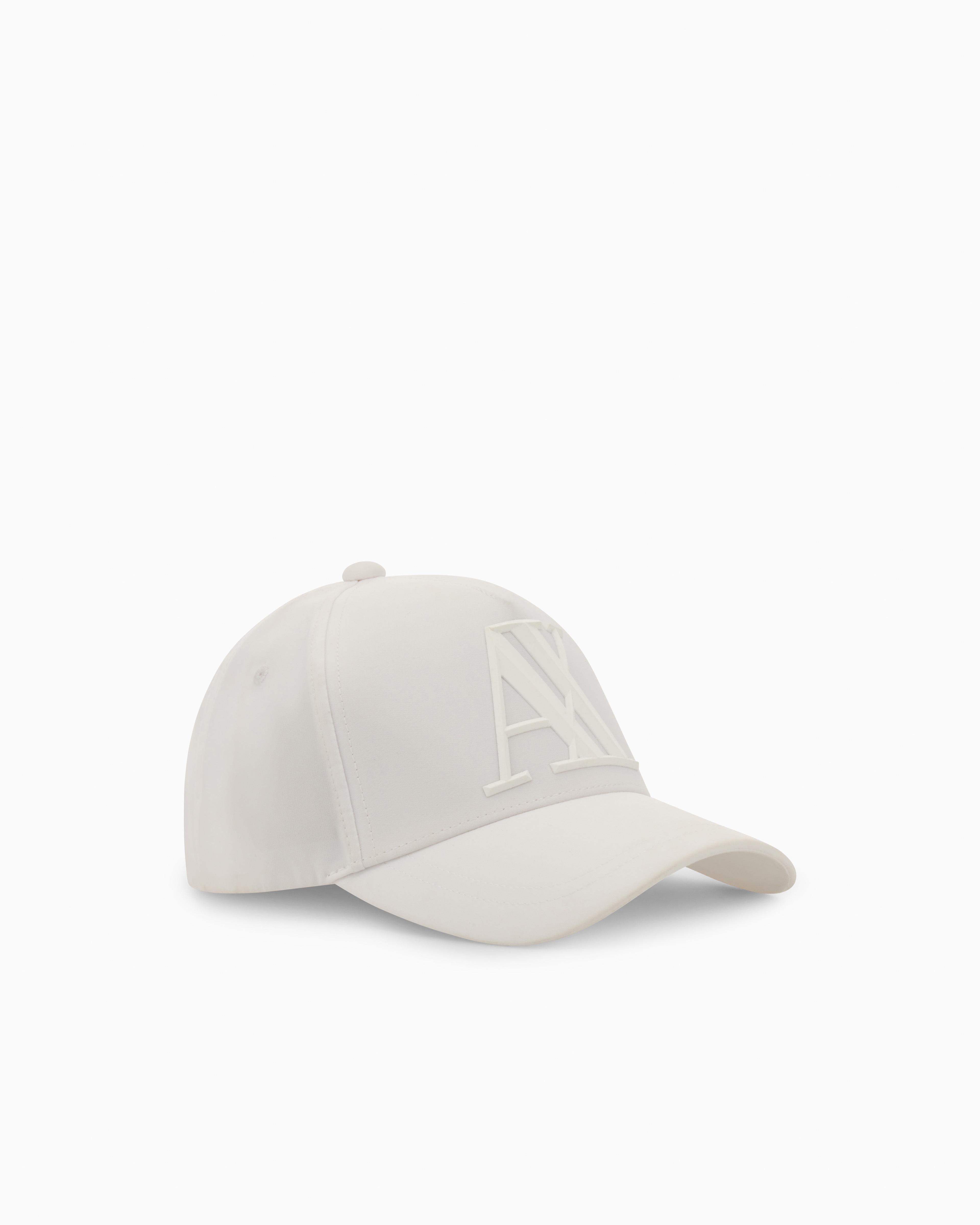 Armani Exchange White Cap With Visor In Nylon With Logo