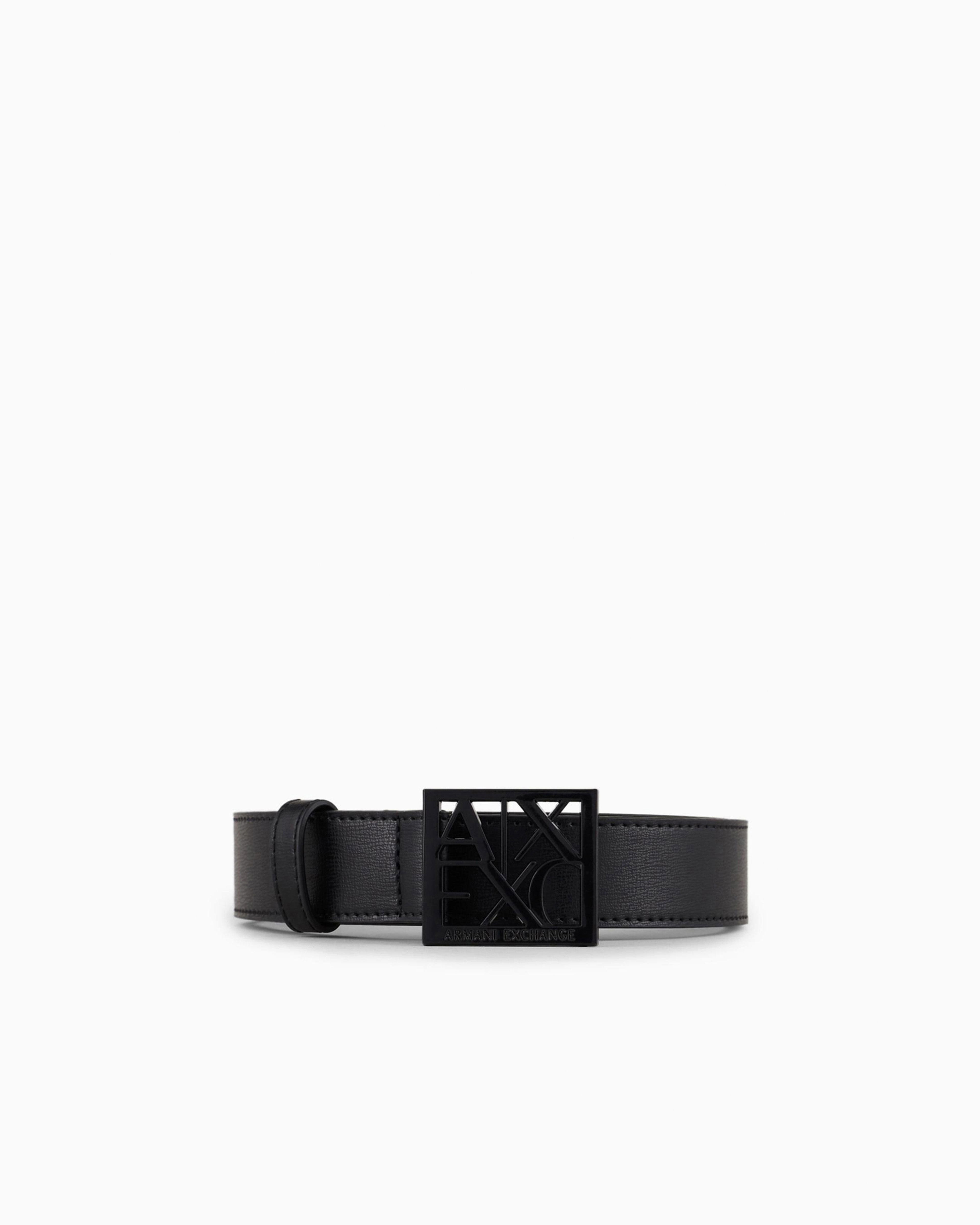 Armani Exchange Black Belt With Logo Buckle