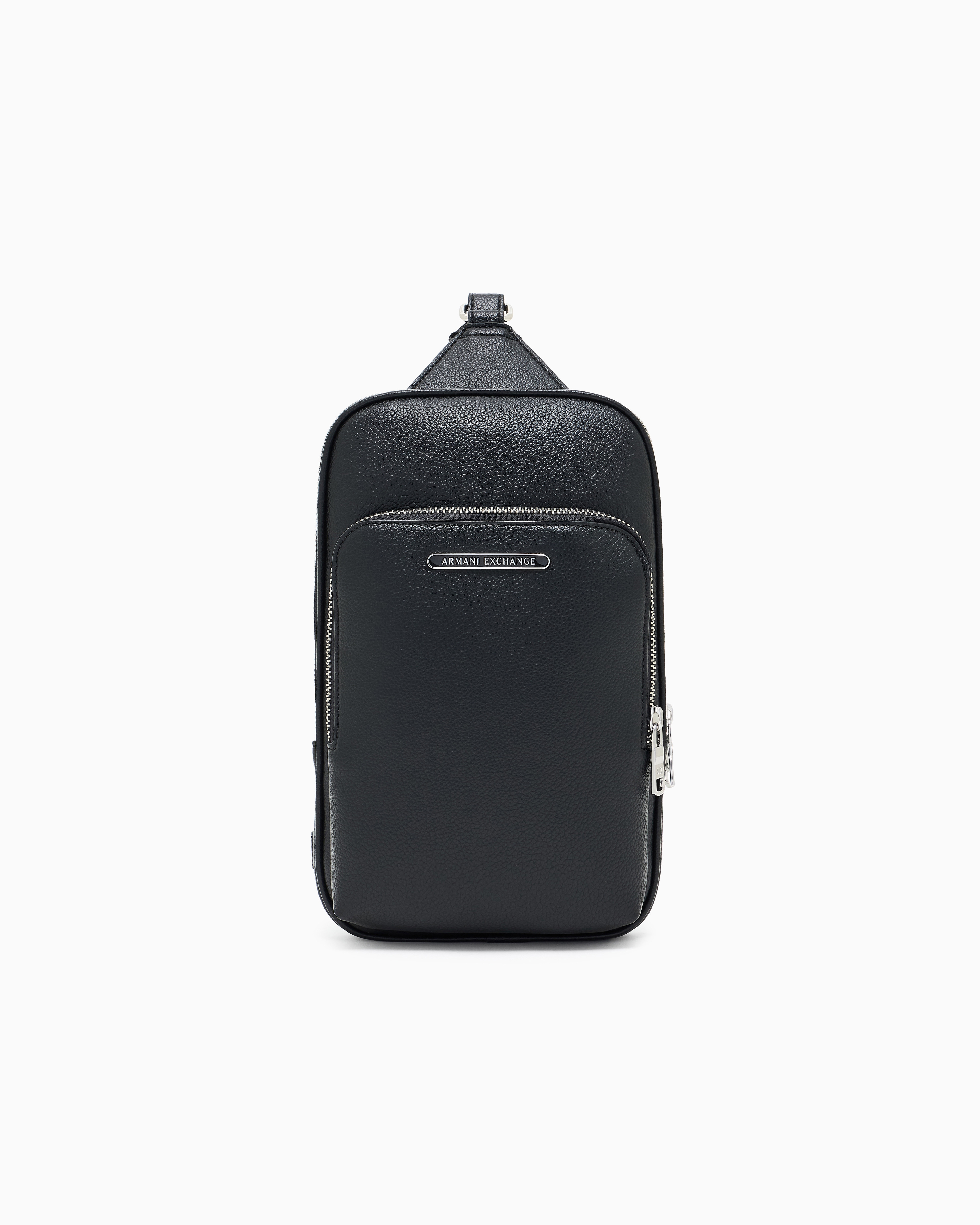 Armani Exchange Black Faux Leather One-Shoulder Backpack