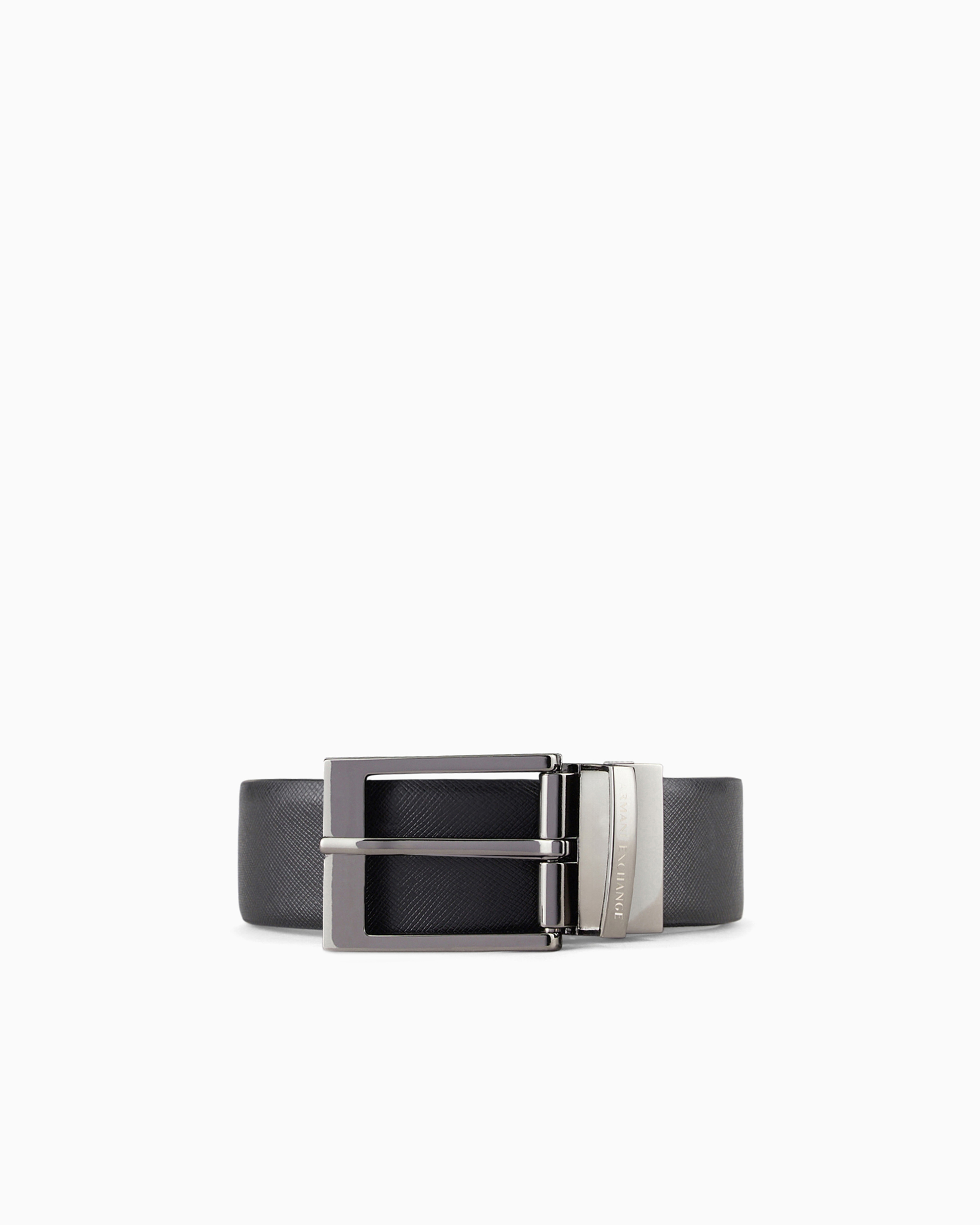 Armani Exchange Black Reversible Smooth Leather Belt