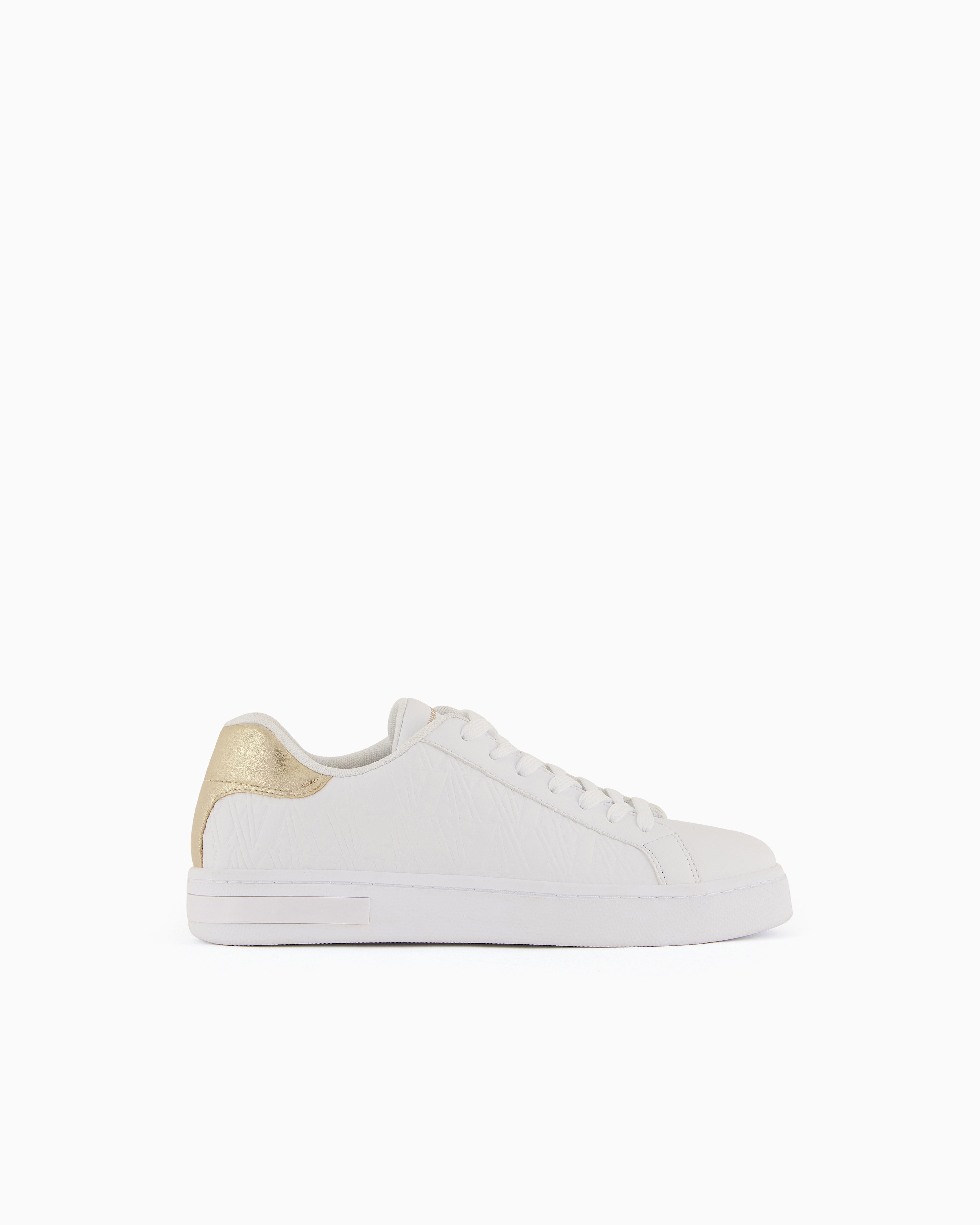 Armani Exchange White Low Sneakers With Metallic Detail