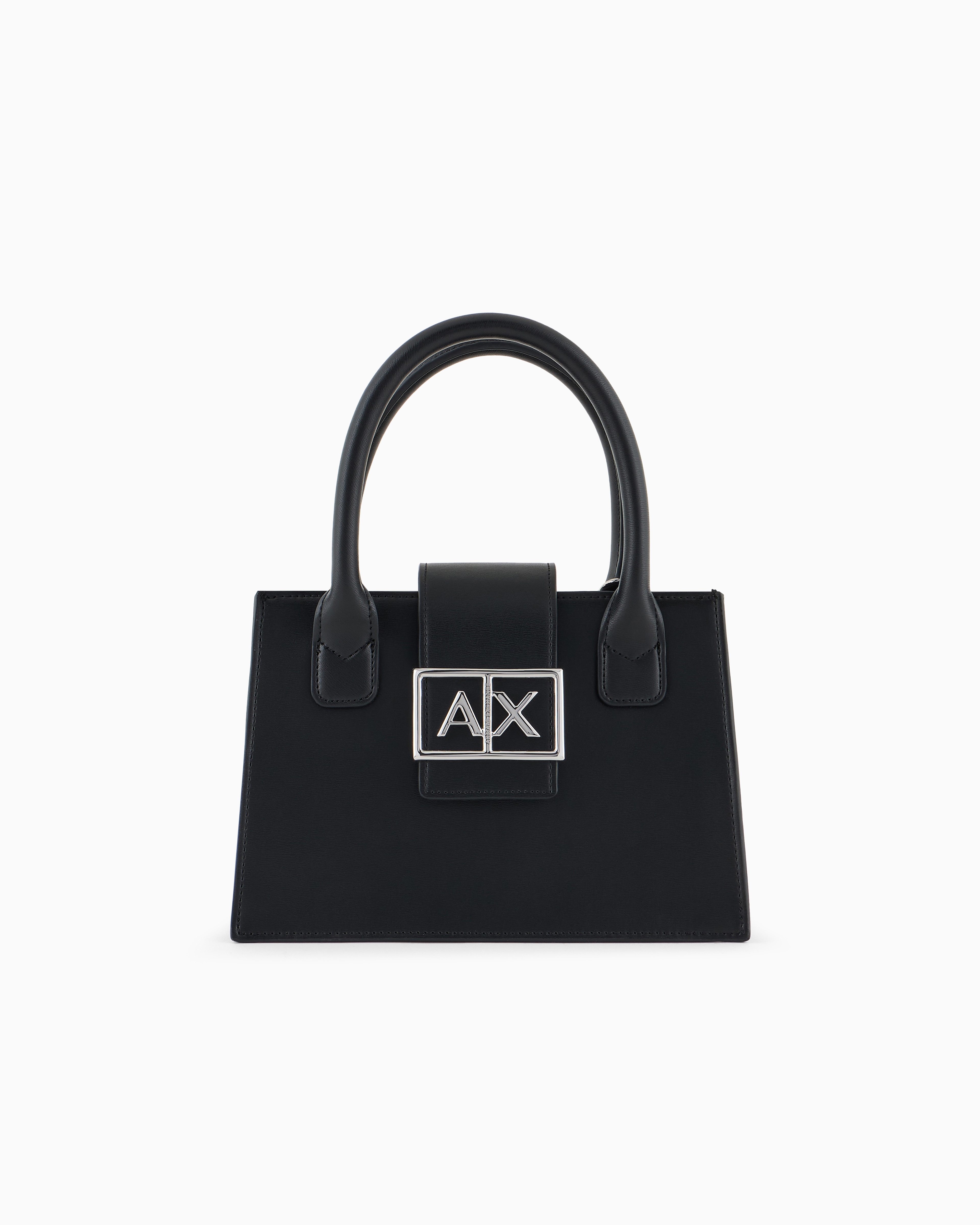 Armani Exchange Women's Black Tote Bag In Coated Fabric