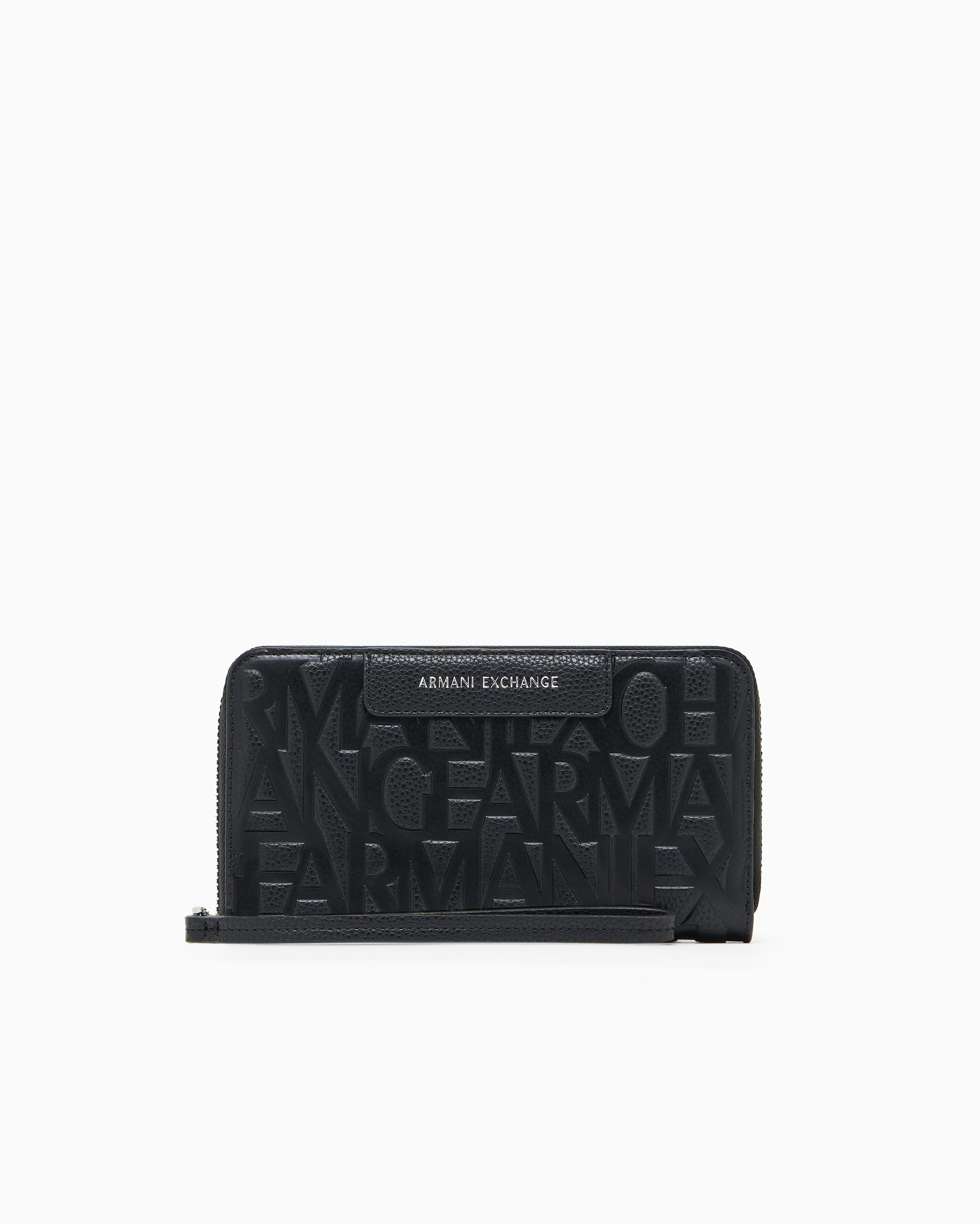 Armani Exchange Black Horizontal Wallet With Allover Logo