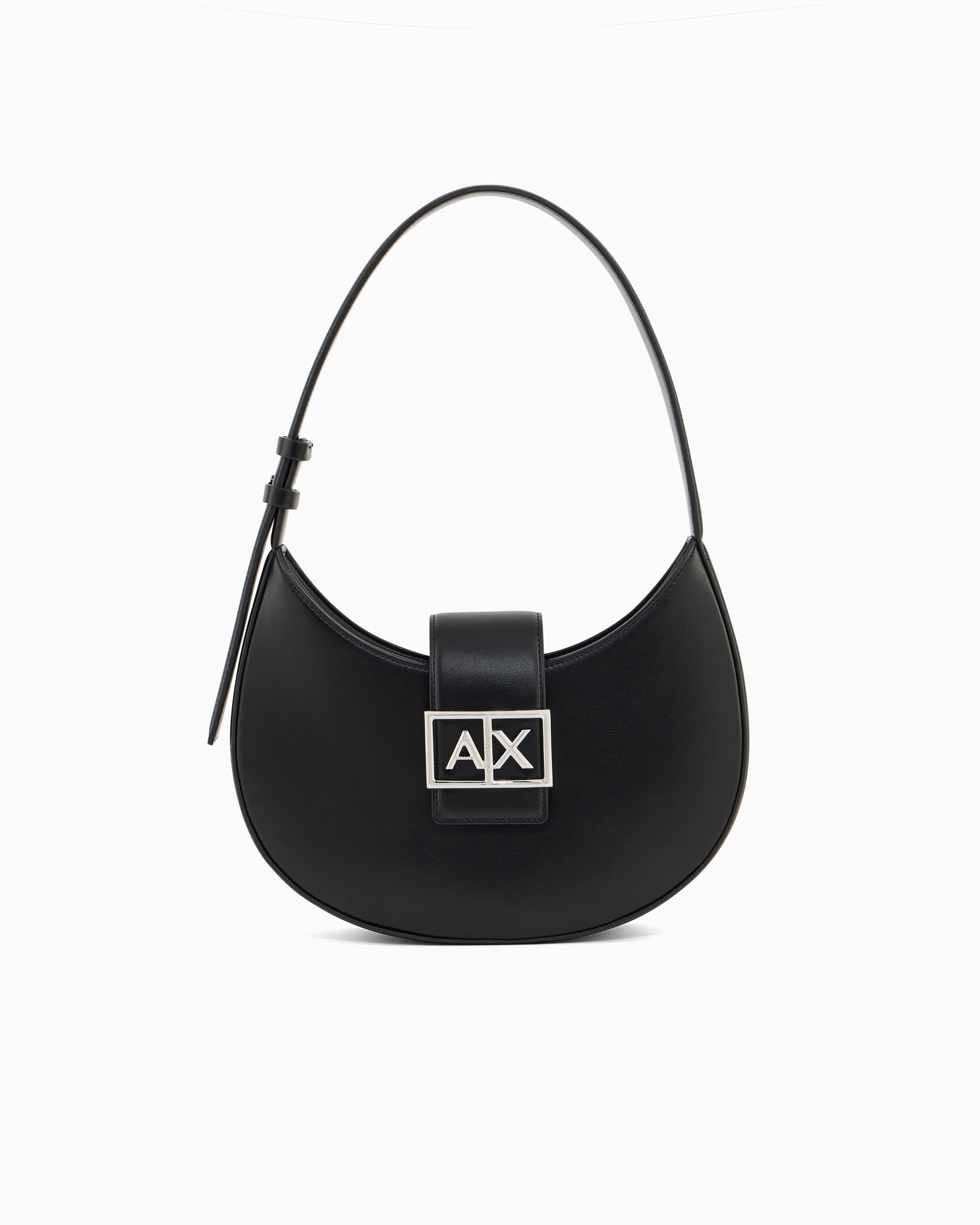 Armani Exchange Black Hobo Bag With Logo Buckle